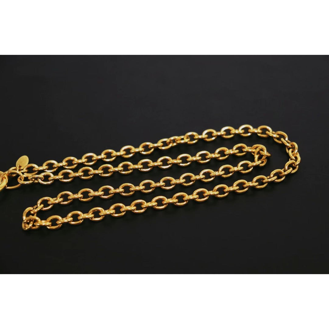 Rank A ｜ CHANEL Coco Mark 24K Gold Plated Necklace｜22102801