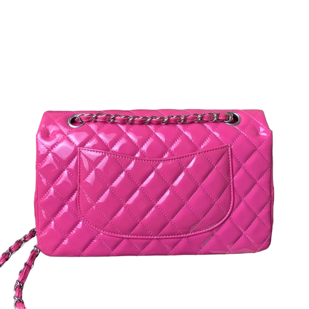 Classic Flap Medium Patent Quilted Pink SHW