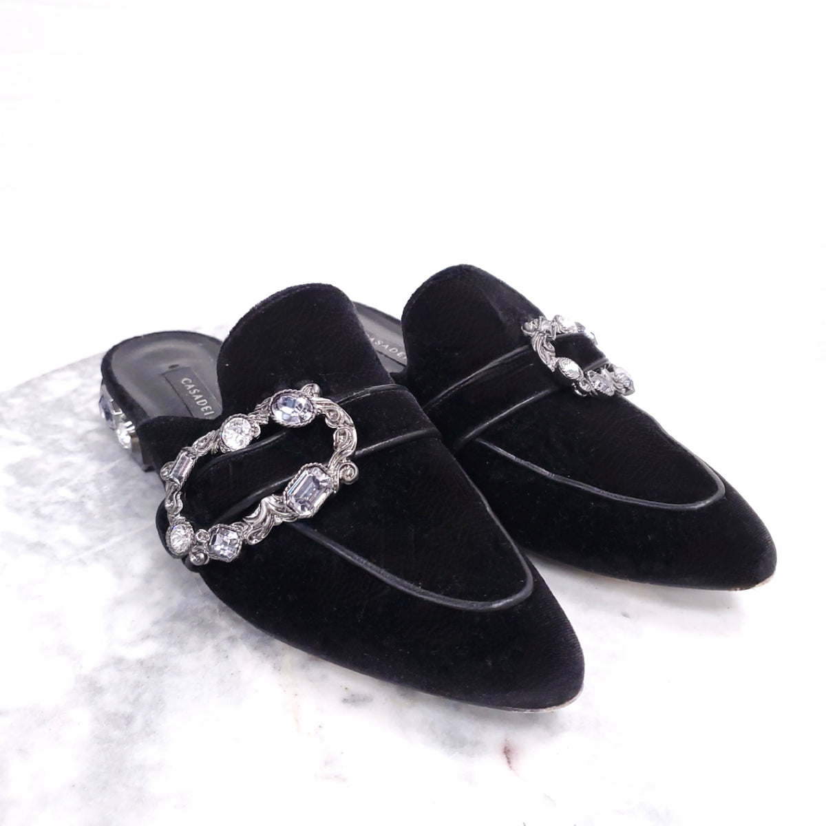CASADEI VELVET SLIDES - SIZE 36.5