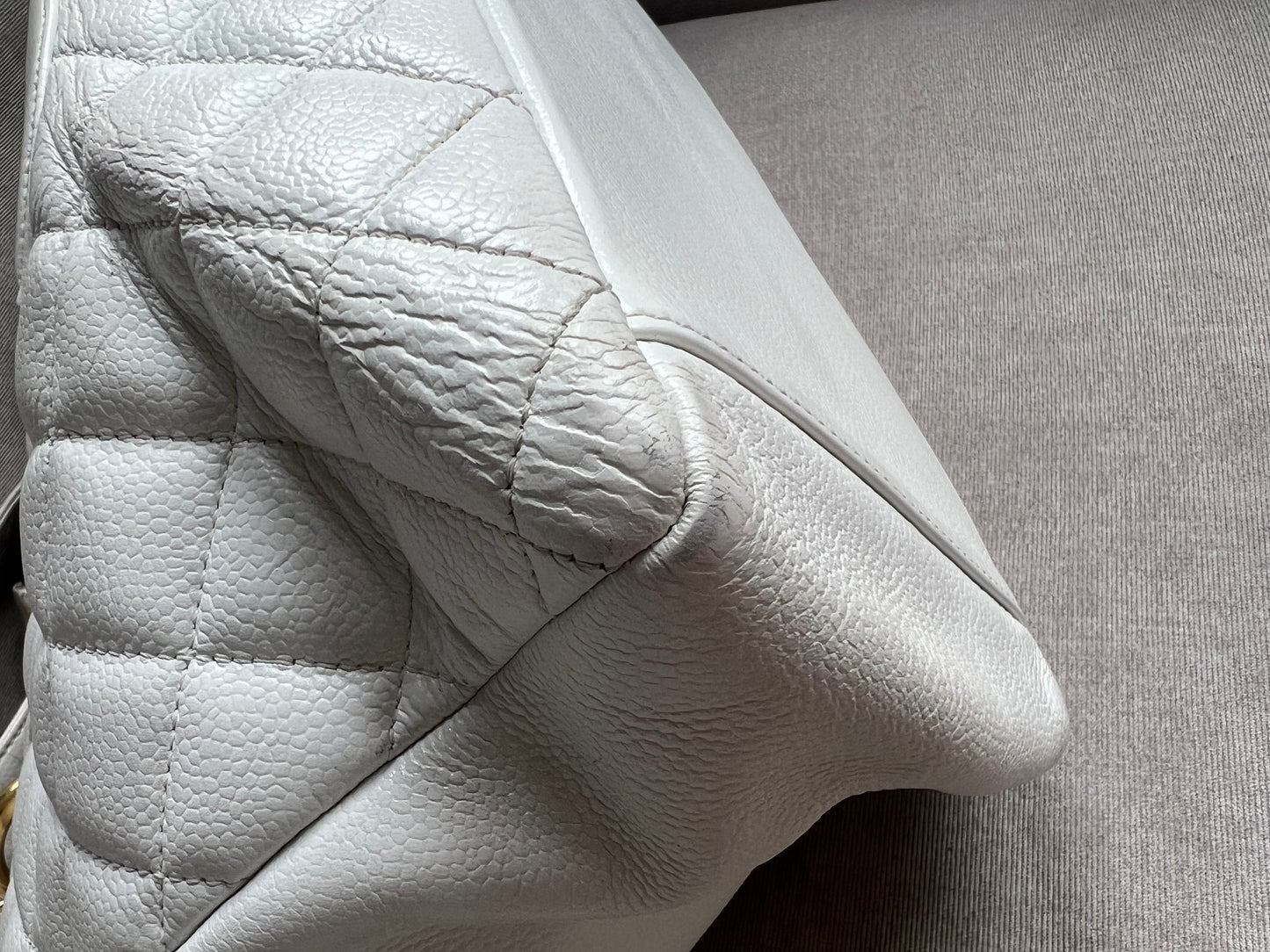 Chanel White Caviar Grand Shopper Tote