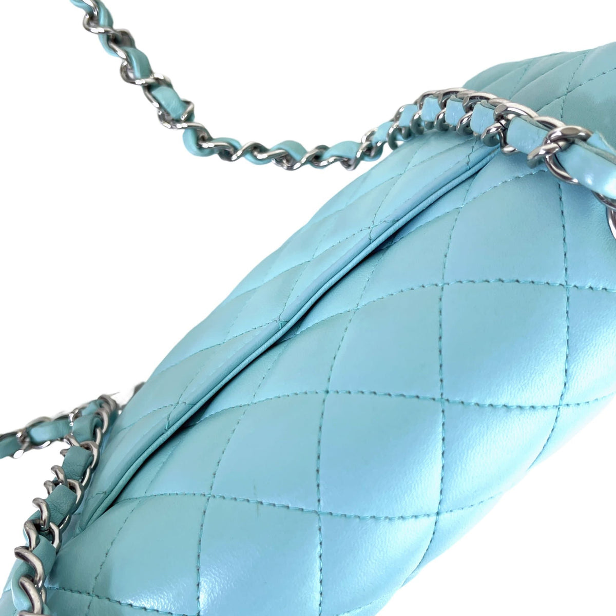 Mini Rectangal Flap Lambskin Blue SHW