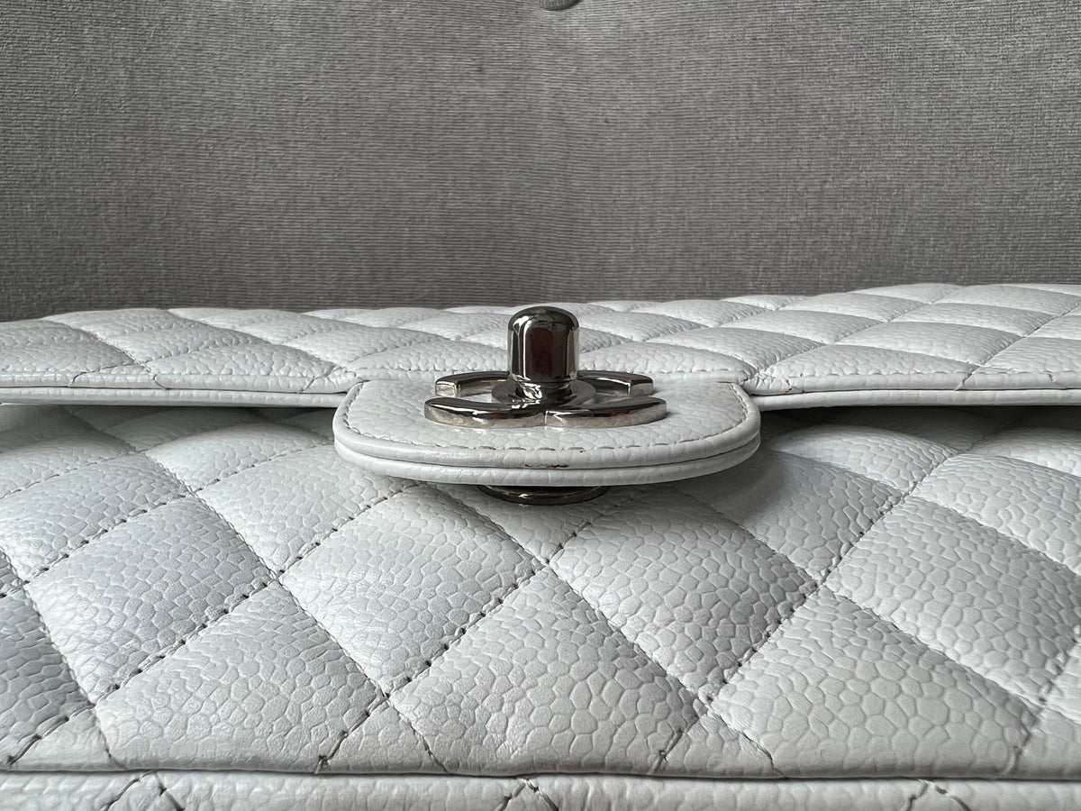 Chanel Medium Classic Flap in White Caviar