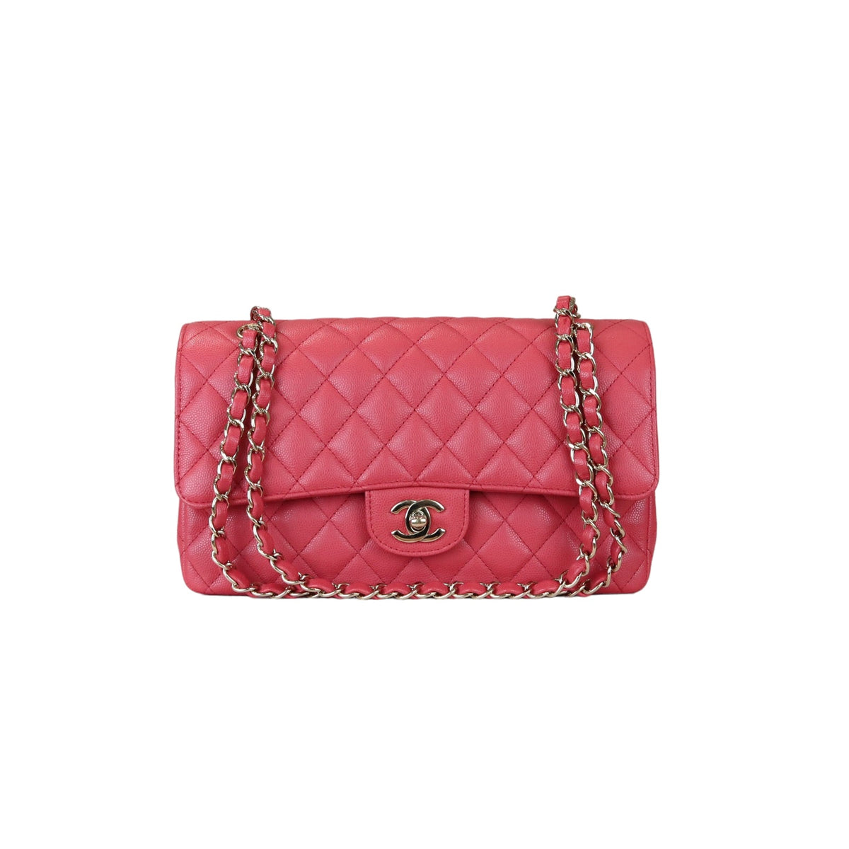Medium Classic Double Flap Caviar Pink GHW
