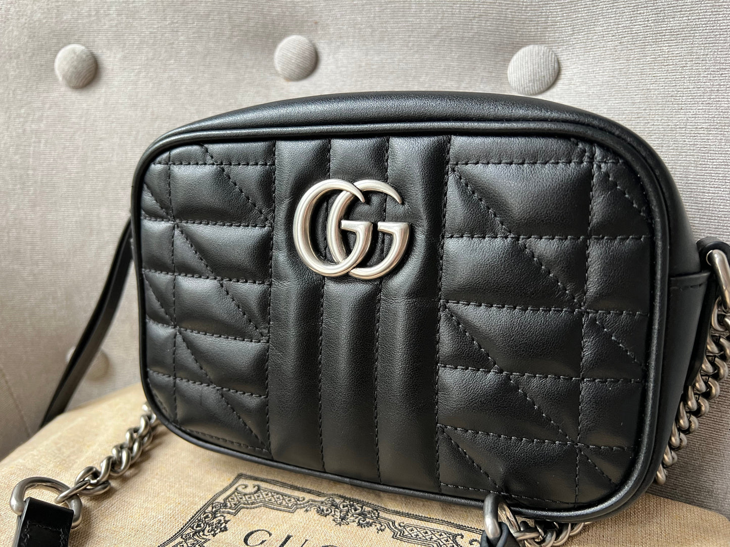 Gucci GG Black Aria Marmont Mini Shoulder Bag