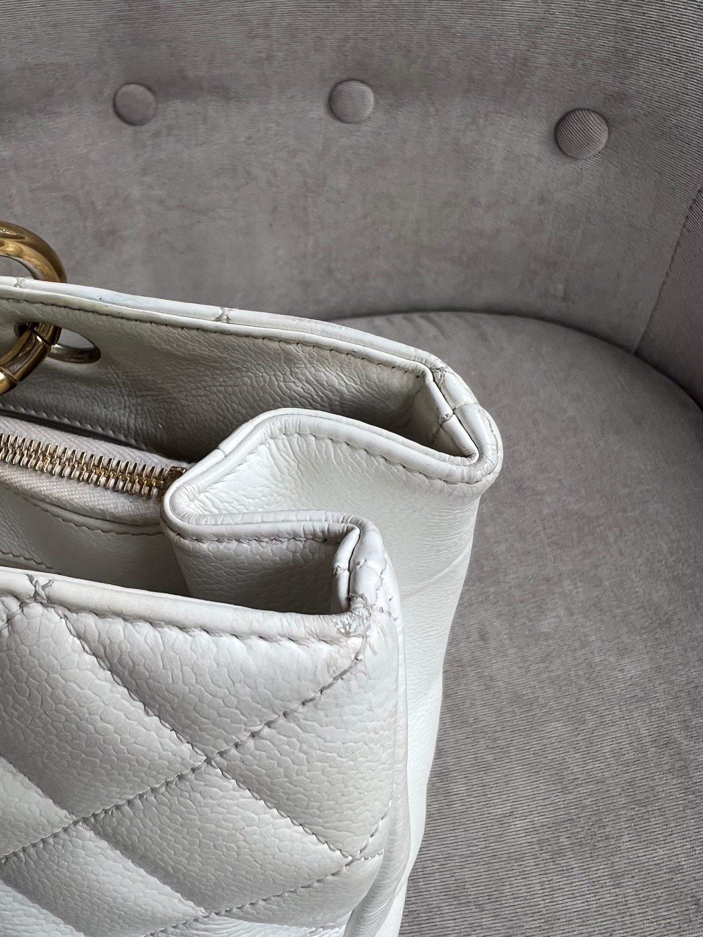 Chanel White Caviar Grand Shopper Tote