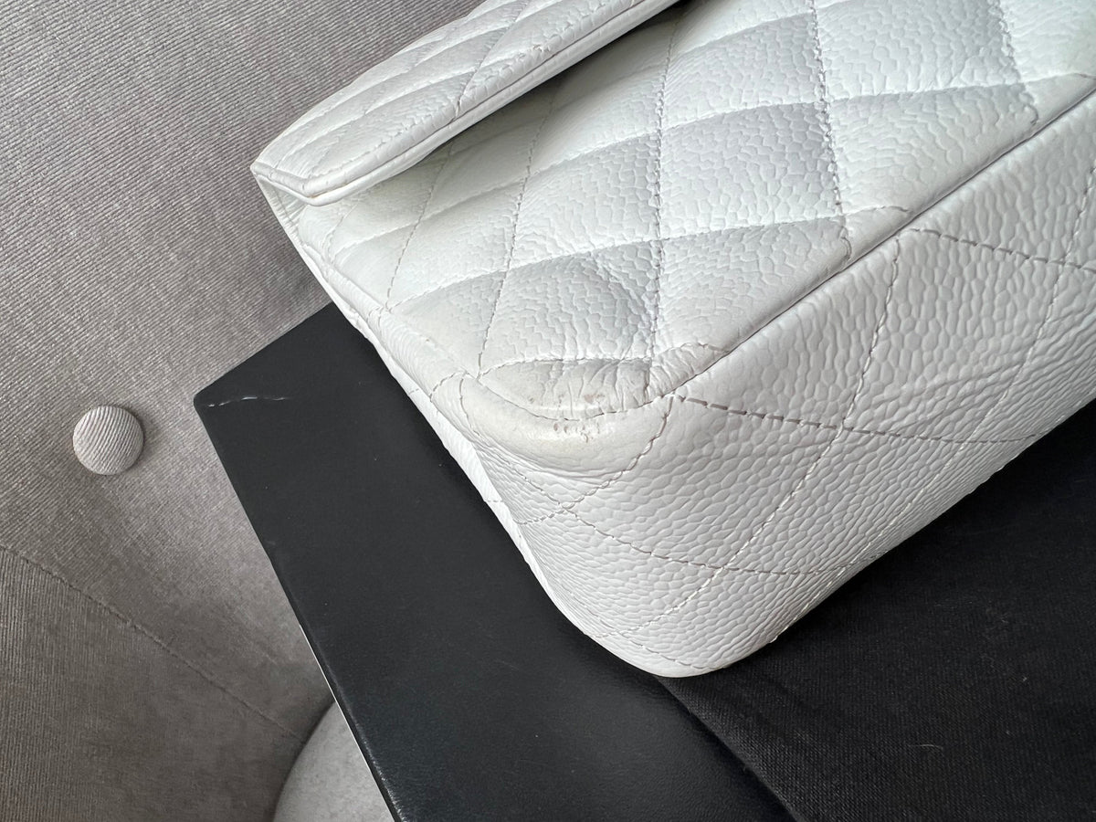 Chanel Medium Classic Flap in White Caviar