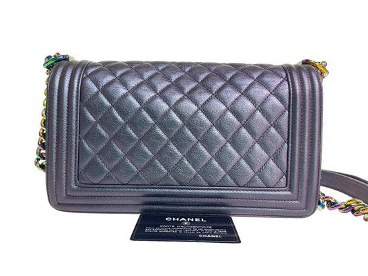 Chanel Purple Mermaid Iridescent Medium Calfskin Boy Bag