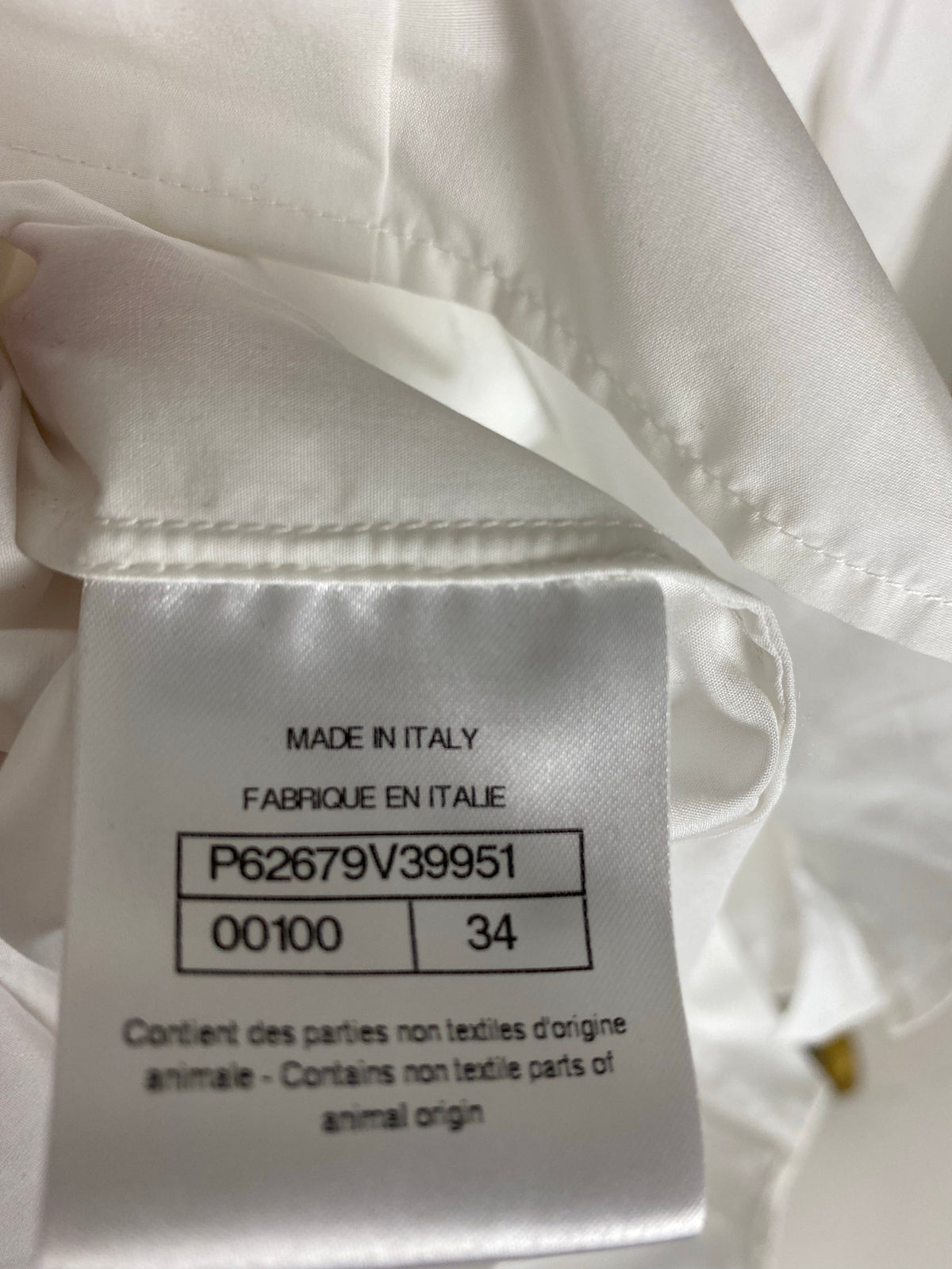 Chanel White Cotton High Neck Pleated Shirt Size FR34 (UK6) RRP ¬£3,720