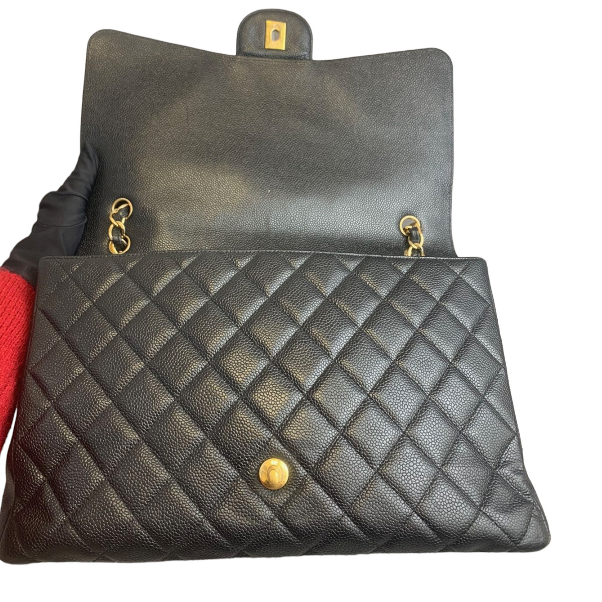 Single Flap Maxi Caviar Black GHW