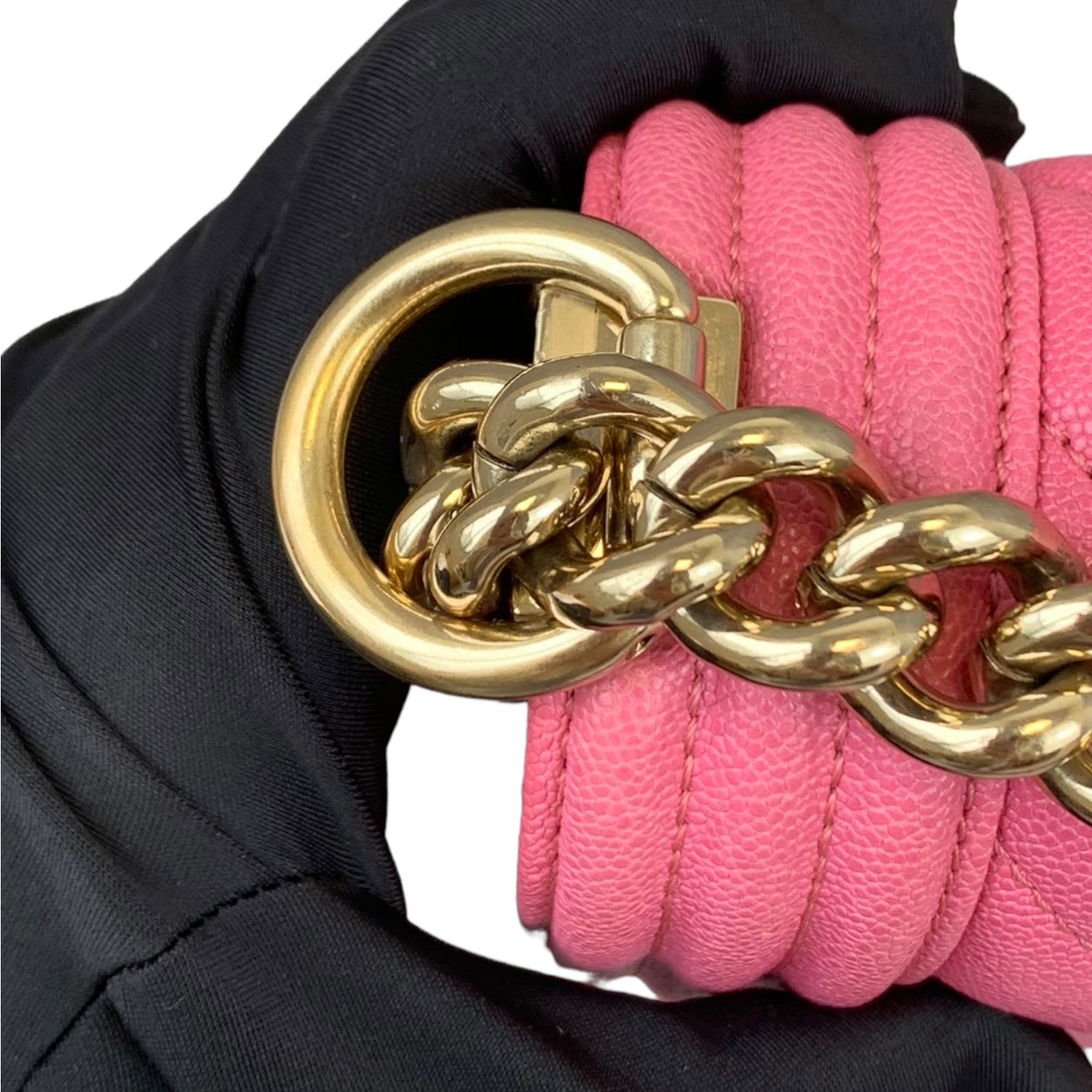 Small Le Boy Caviar Pink GHW