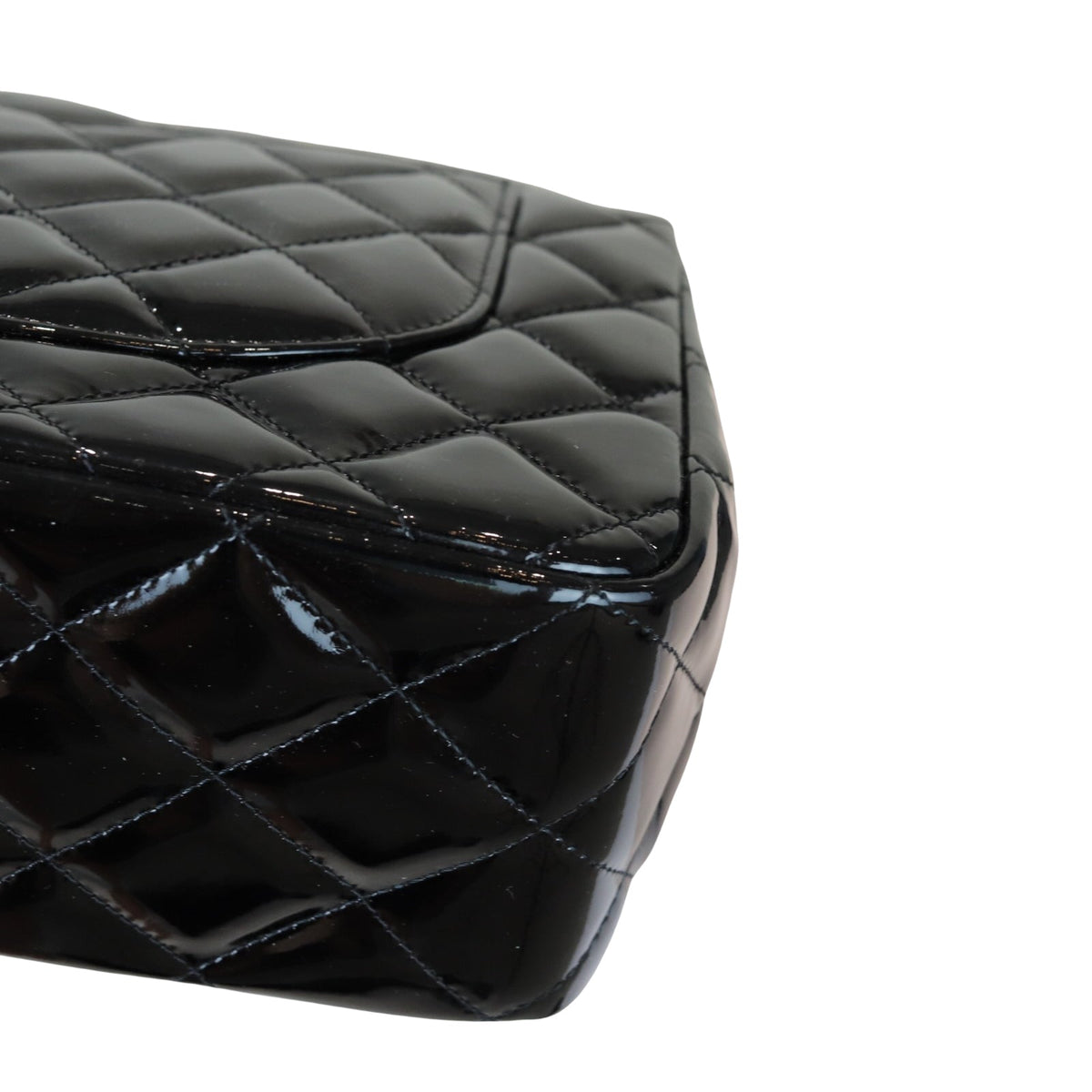 Double Flap Jumbo Quilted Patent Black SHW
