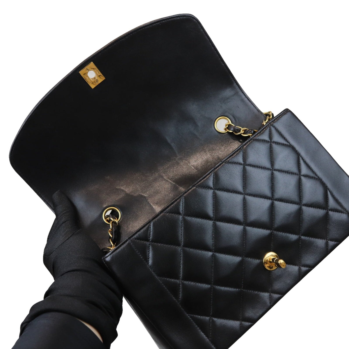 Medium Diana Lambskin Black GHW