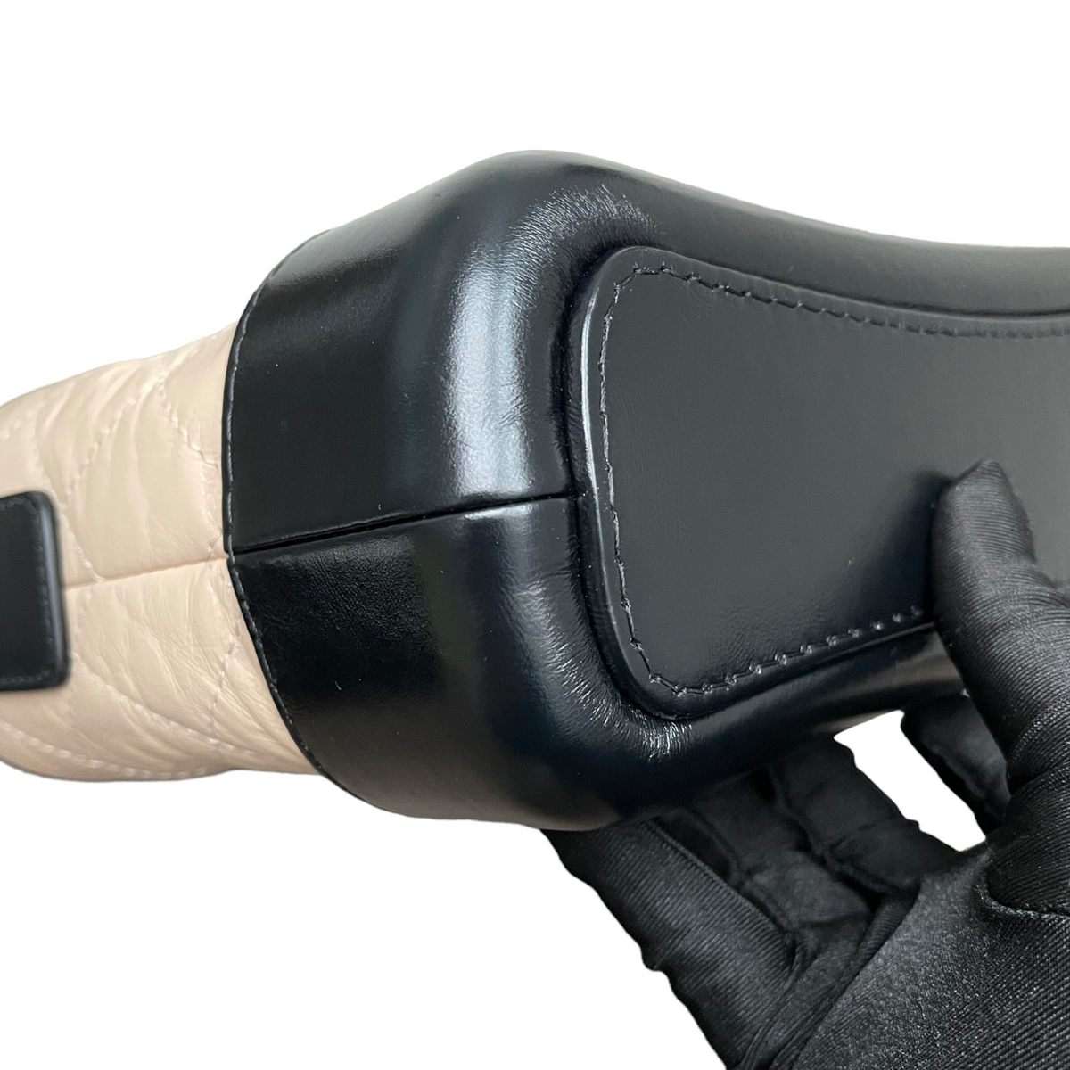 Calfskin Quilted Small Gabrielle Beige Black