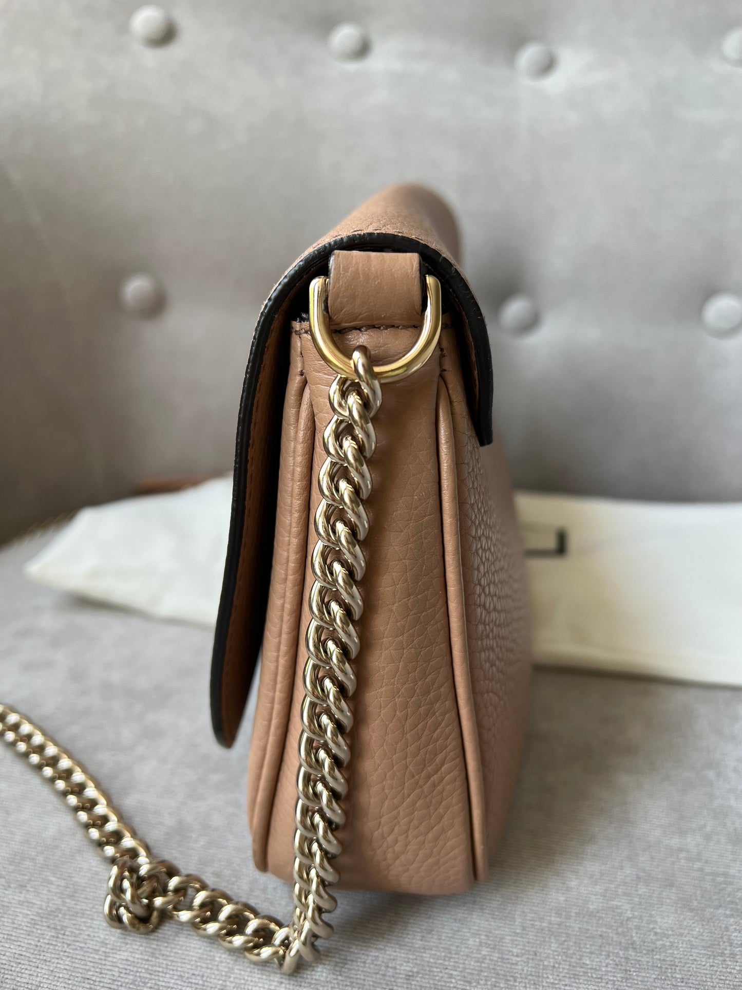 Gucci Rose Beige Soho Disco Crossbody Flap Bag