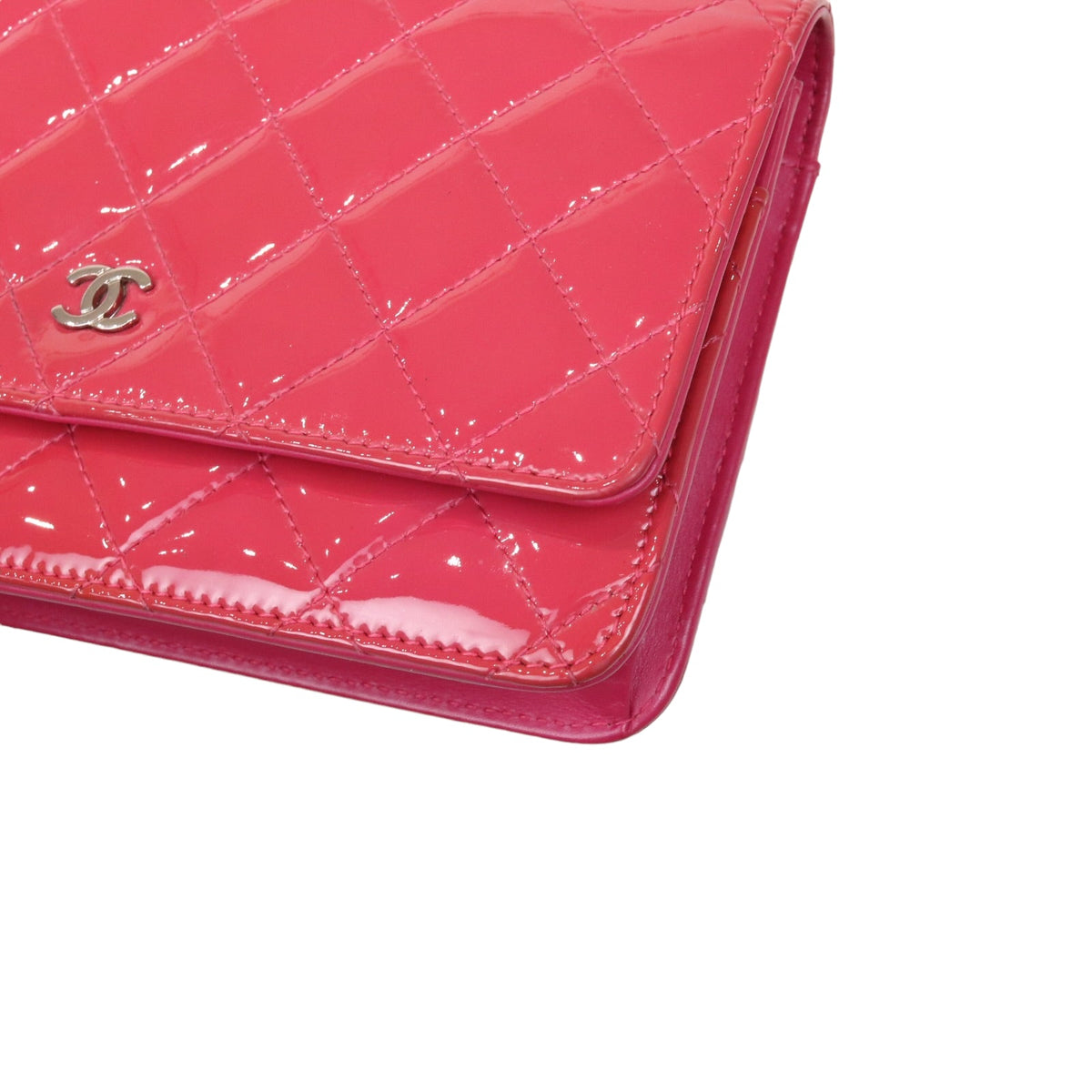 Quilted Patent Flap WOC Pink SHW