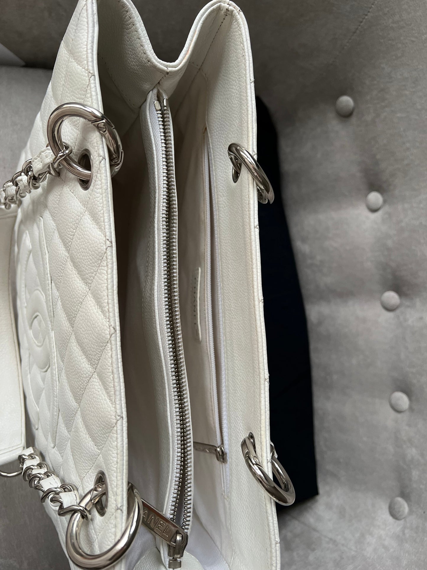 Chanel White Caviar Grand Shopper Tote