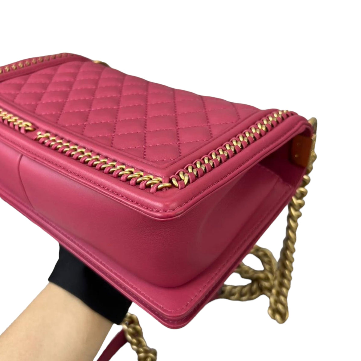 Boy Old Medium Handle Calfskin Pink GHW