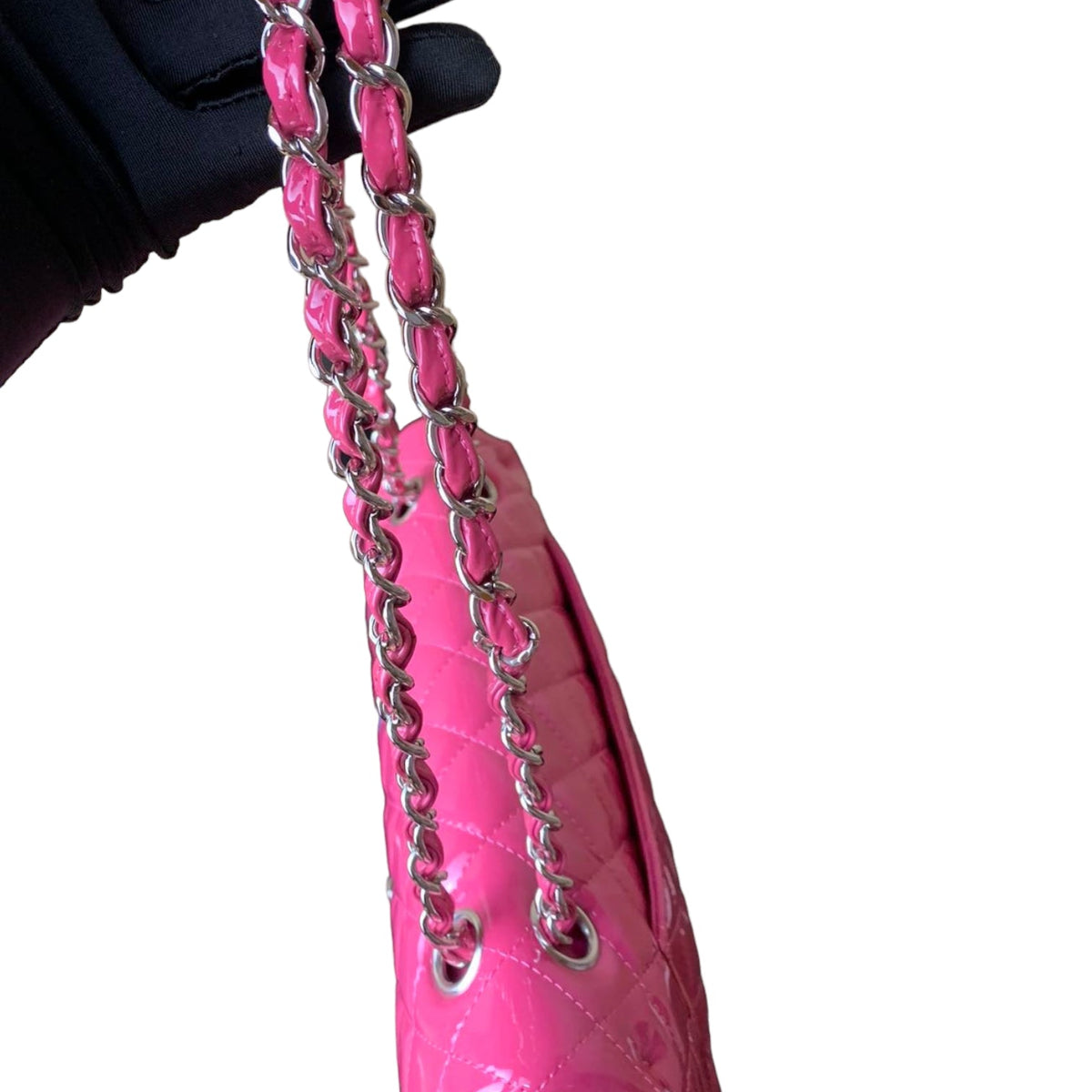 Classic Flap Medium Patent Quilted Pink SHW