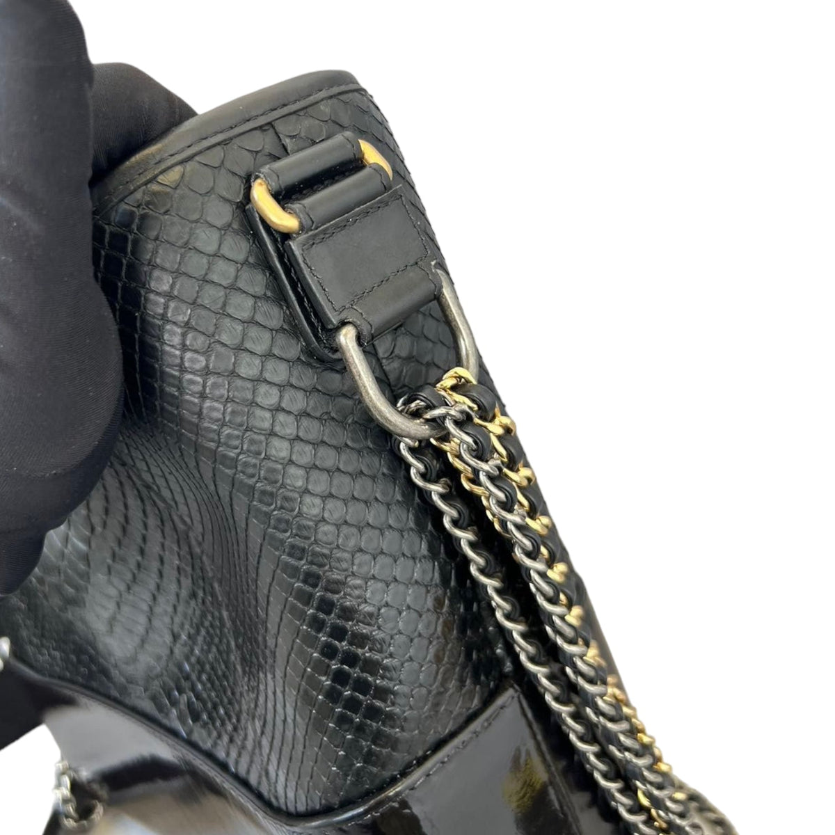 Gabrielle Hobo Python Medium Black