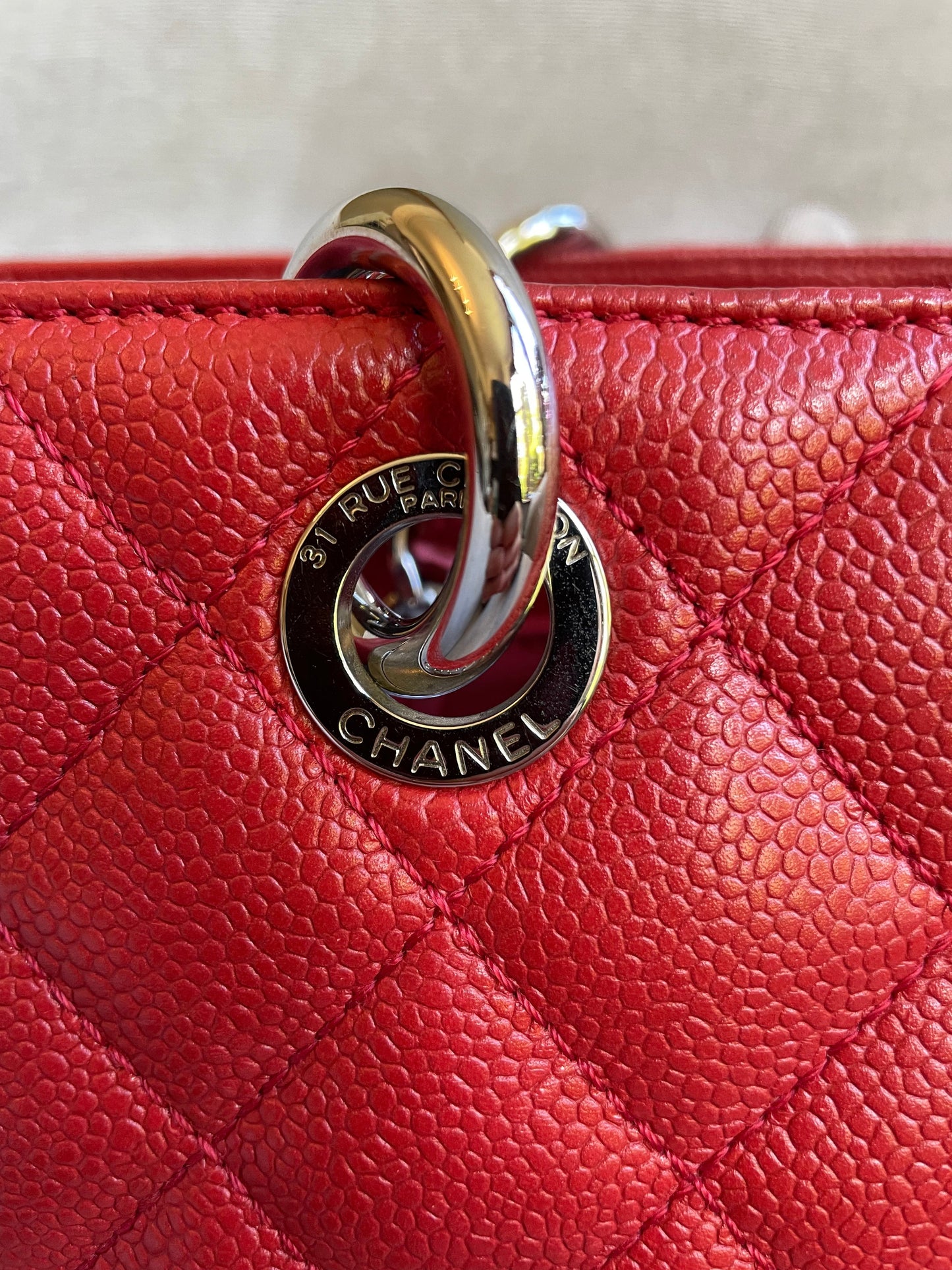 Chanel Red Caviar Grand Shopper Tote