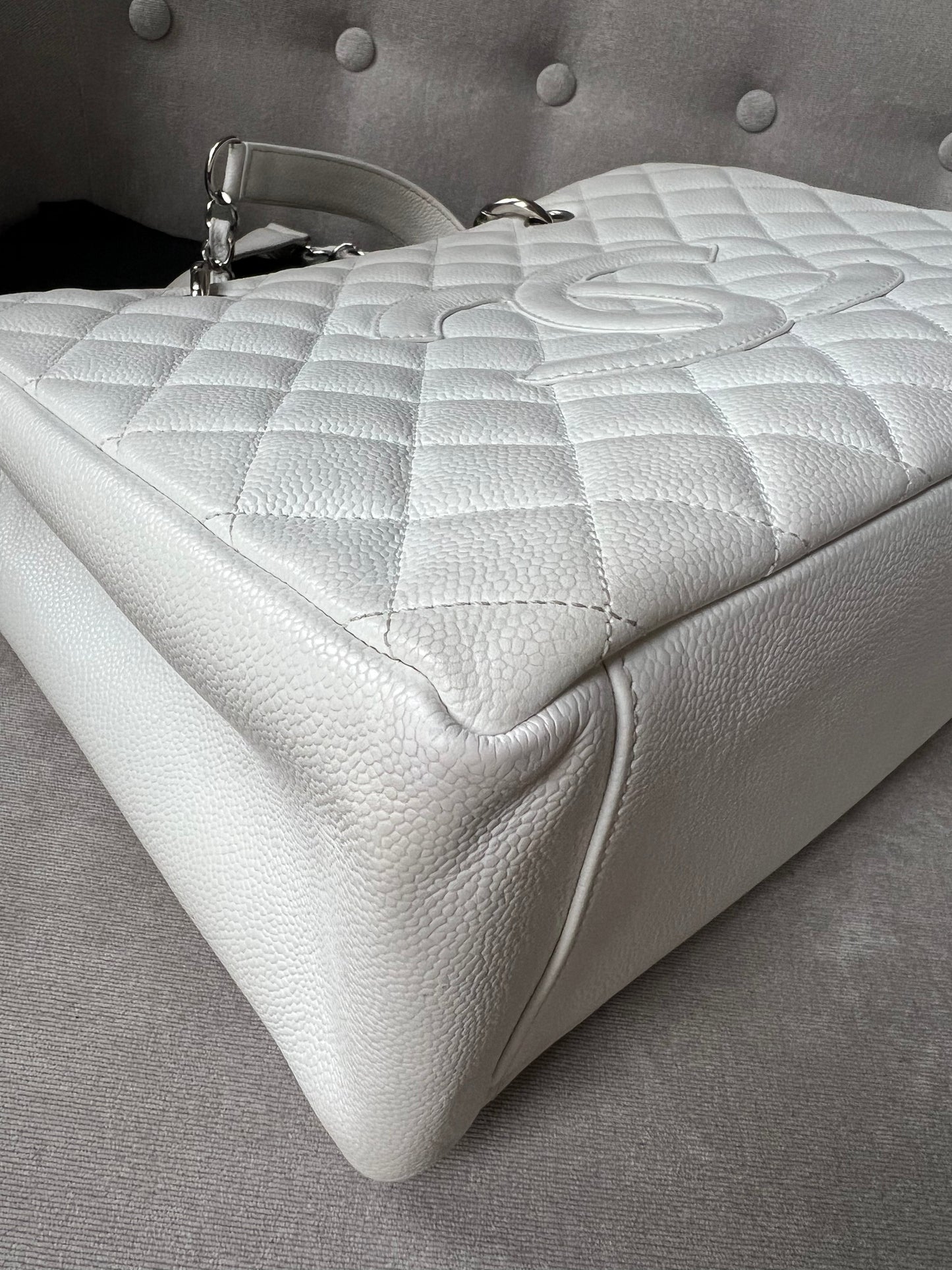 Chanel White Caviar Grand Shopper Tote