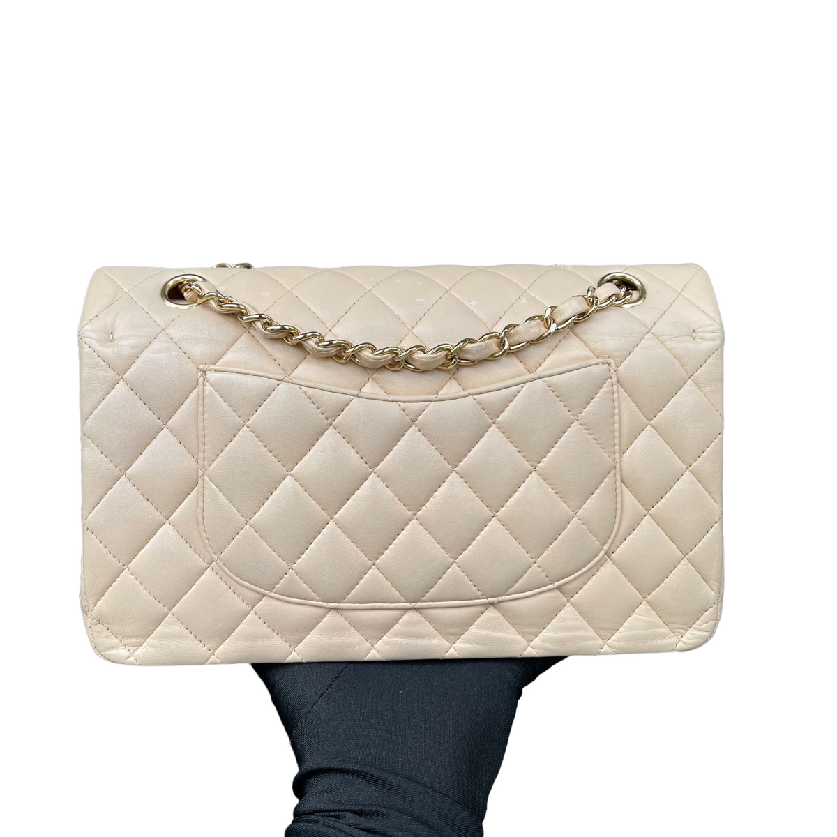 Classic Lambskin Double Flap Medium Beige GHW