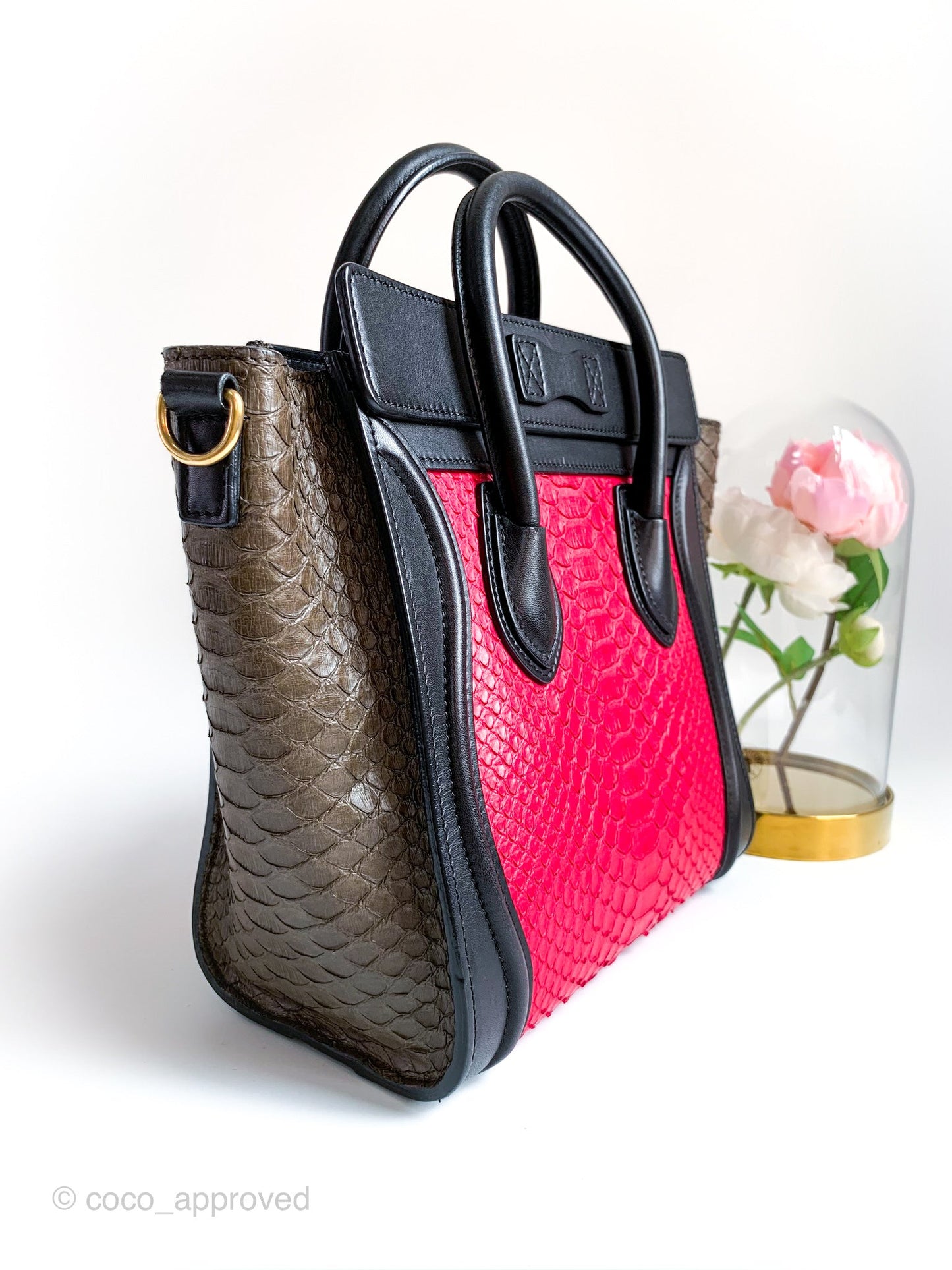 Celine Tri Color Python and Leather Nano Luggage Tote