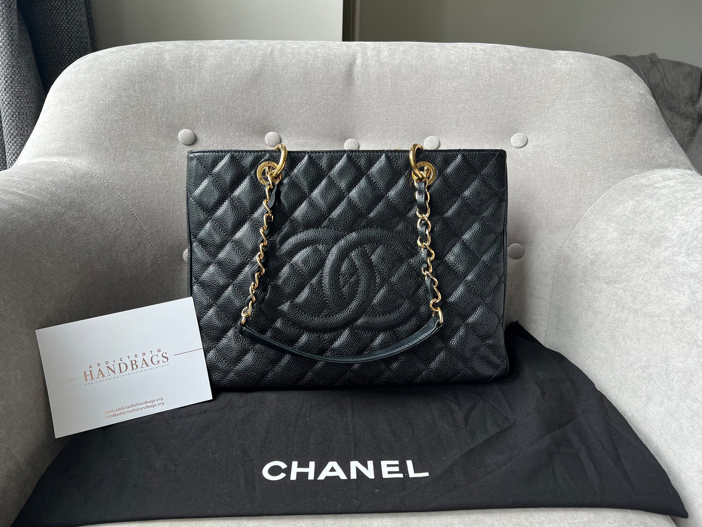 Chanel Black Caviar Grand Shopper Tote Gold Hardware