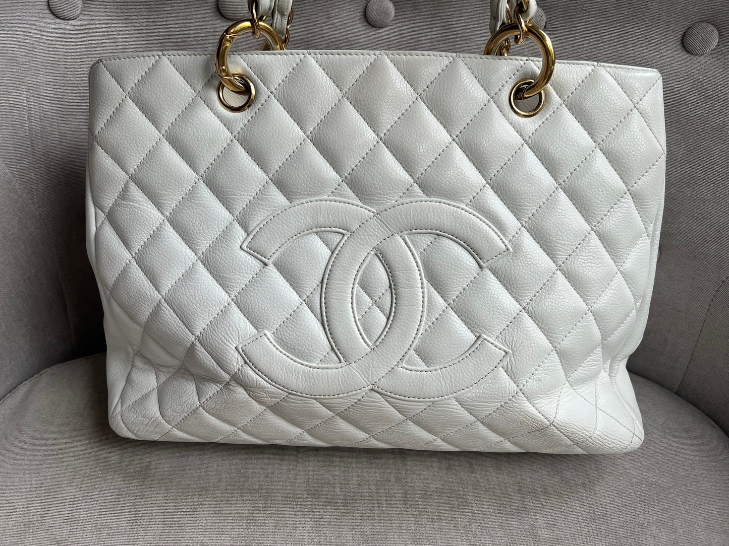 Chanel White Caviar Grand Shopper Tote