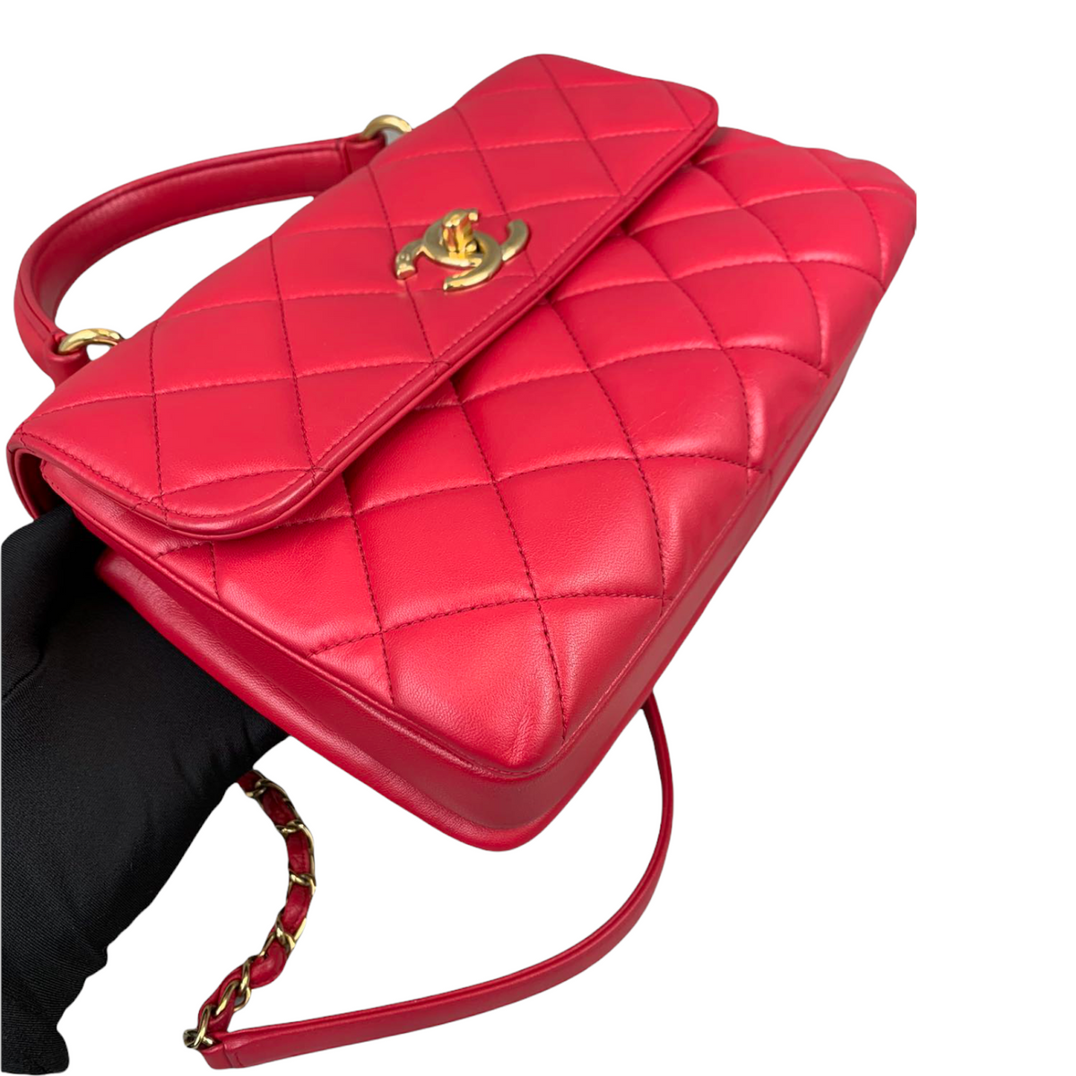 Small Trendy CC Flap Lambskin Red GHW