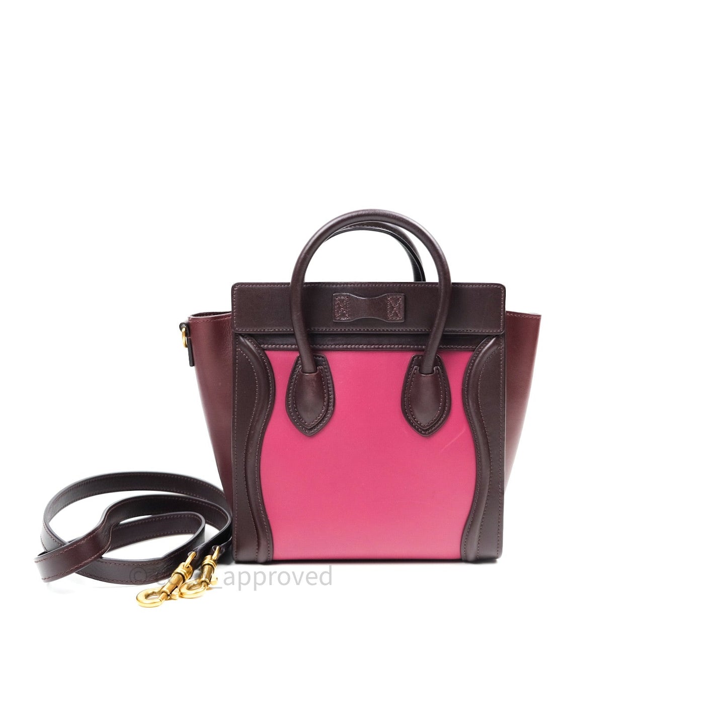 Celine Tri Color Dark Red/Pink/Brown Nano Luggage Tote