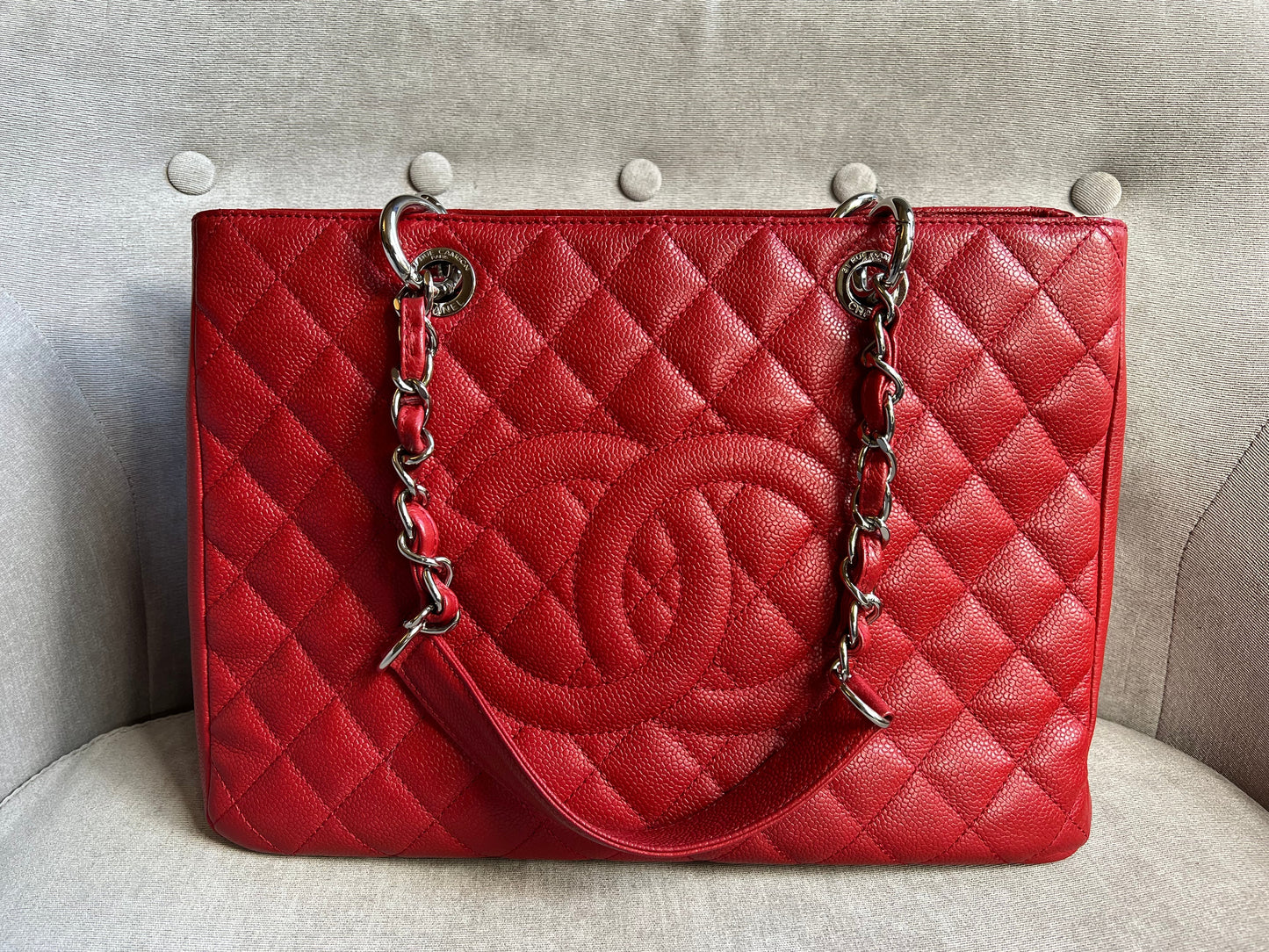 Chanel Red Caviar Grand Shopper Tote