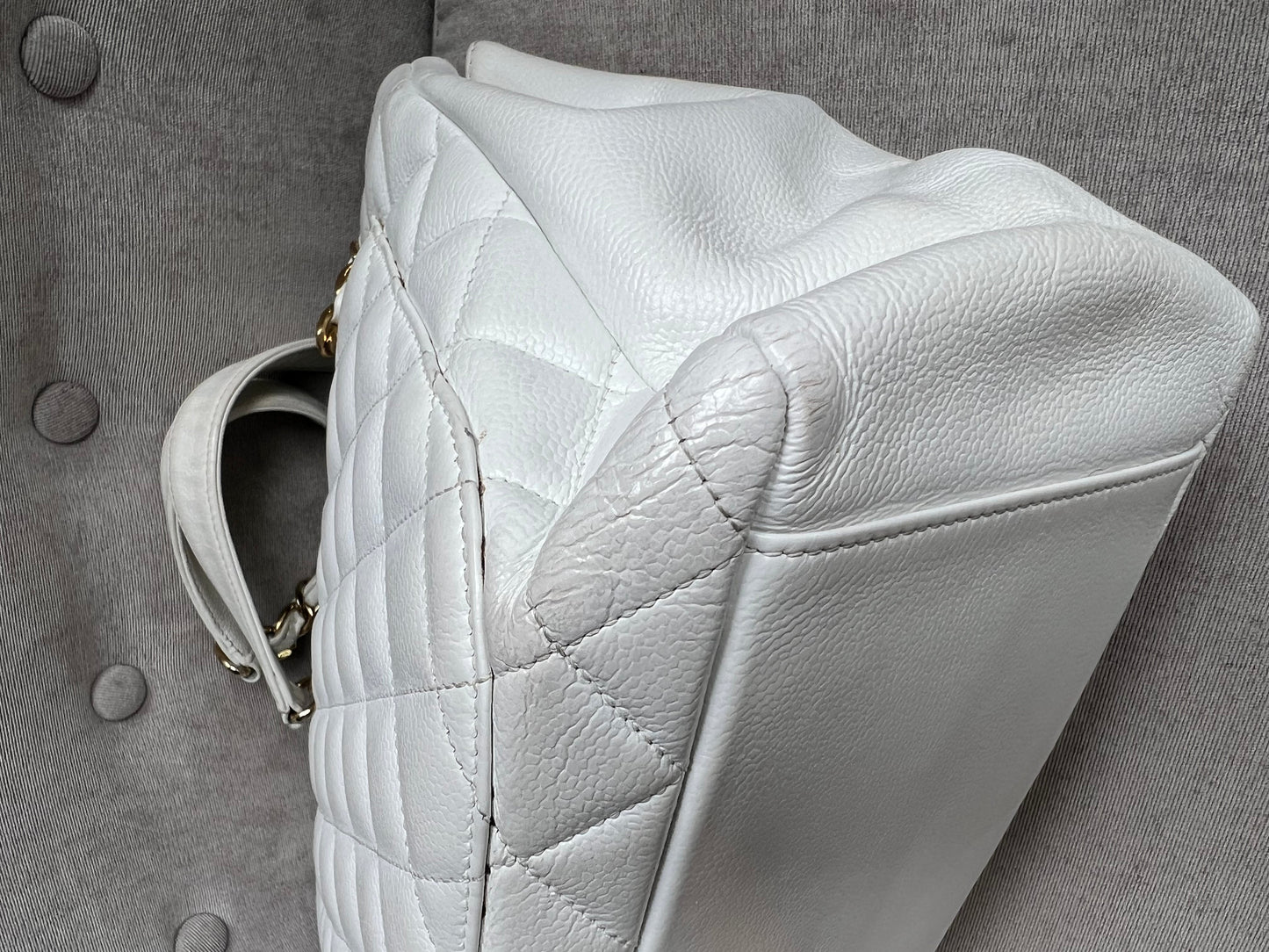 Chanel White Caviar Grand Shopper Tote