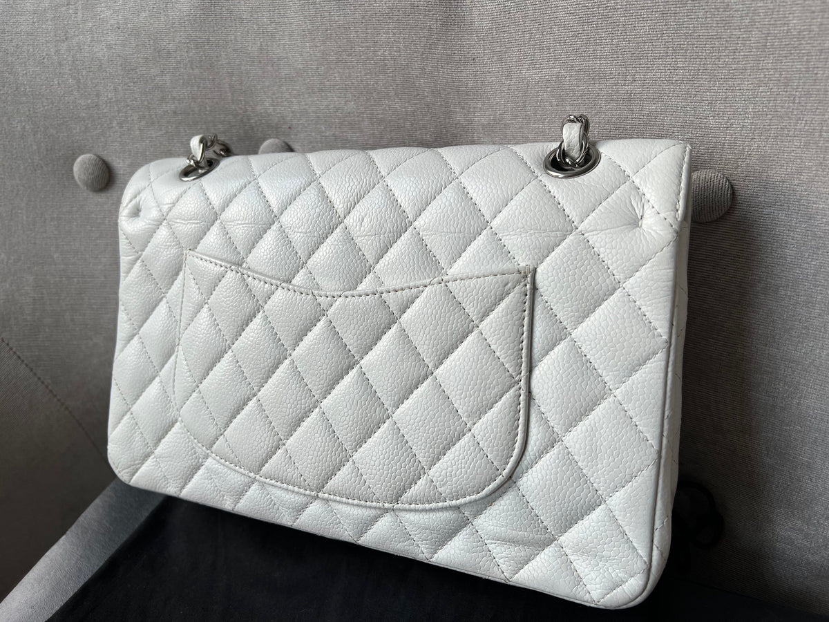 Chanel Medium Classic Flap in White Caviar