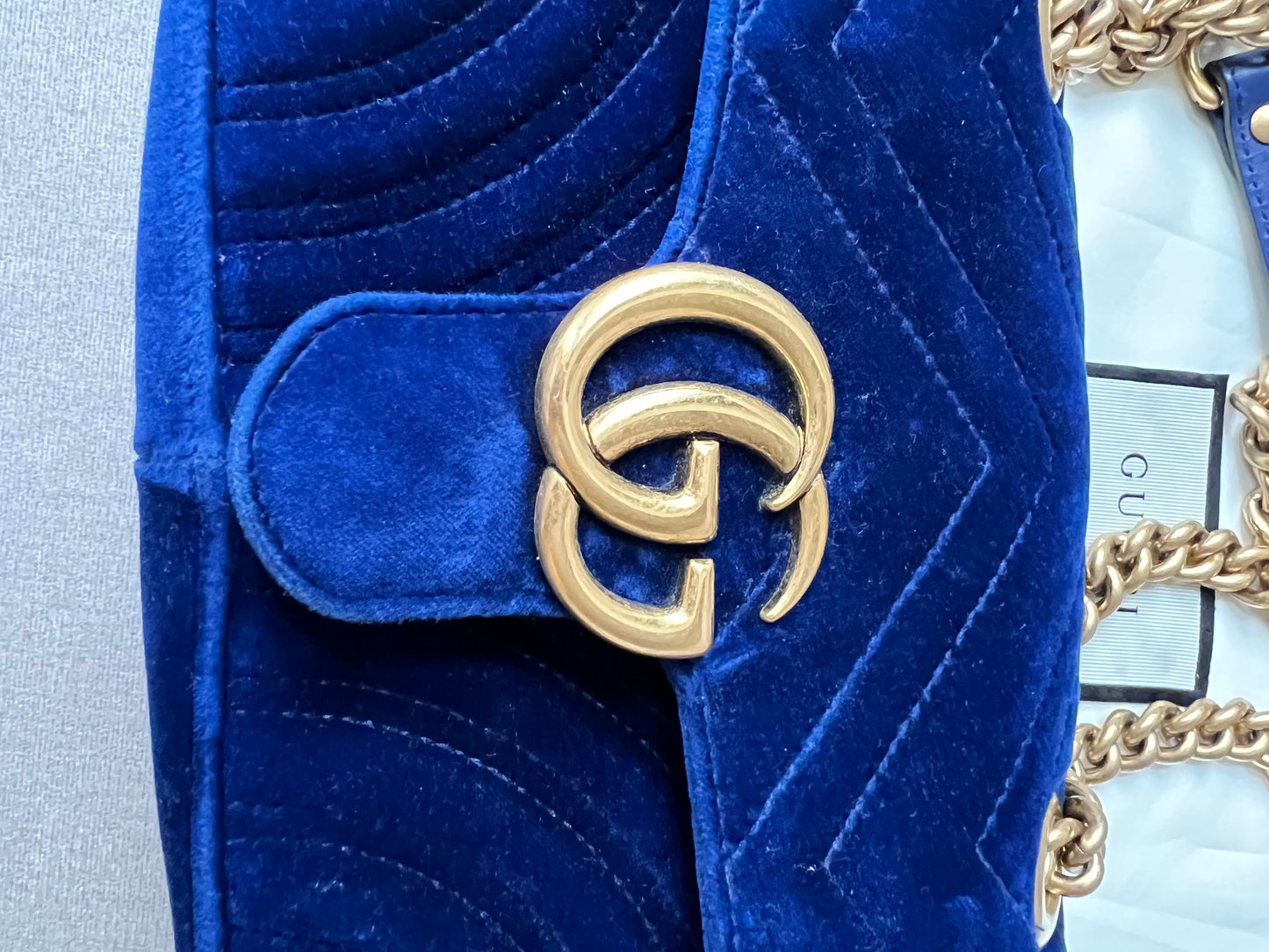 Gucci GG Blue Velvet Marmont Mini Shoulder Bag (RRP £1295)