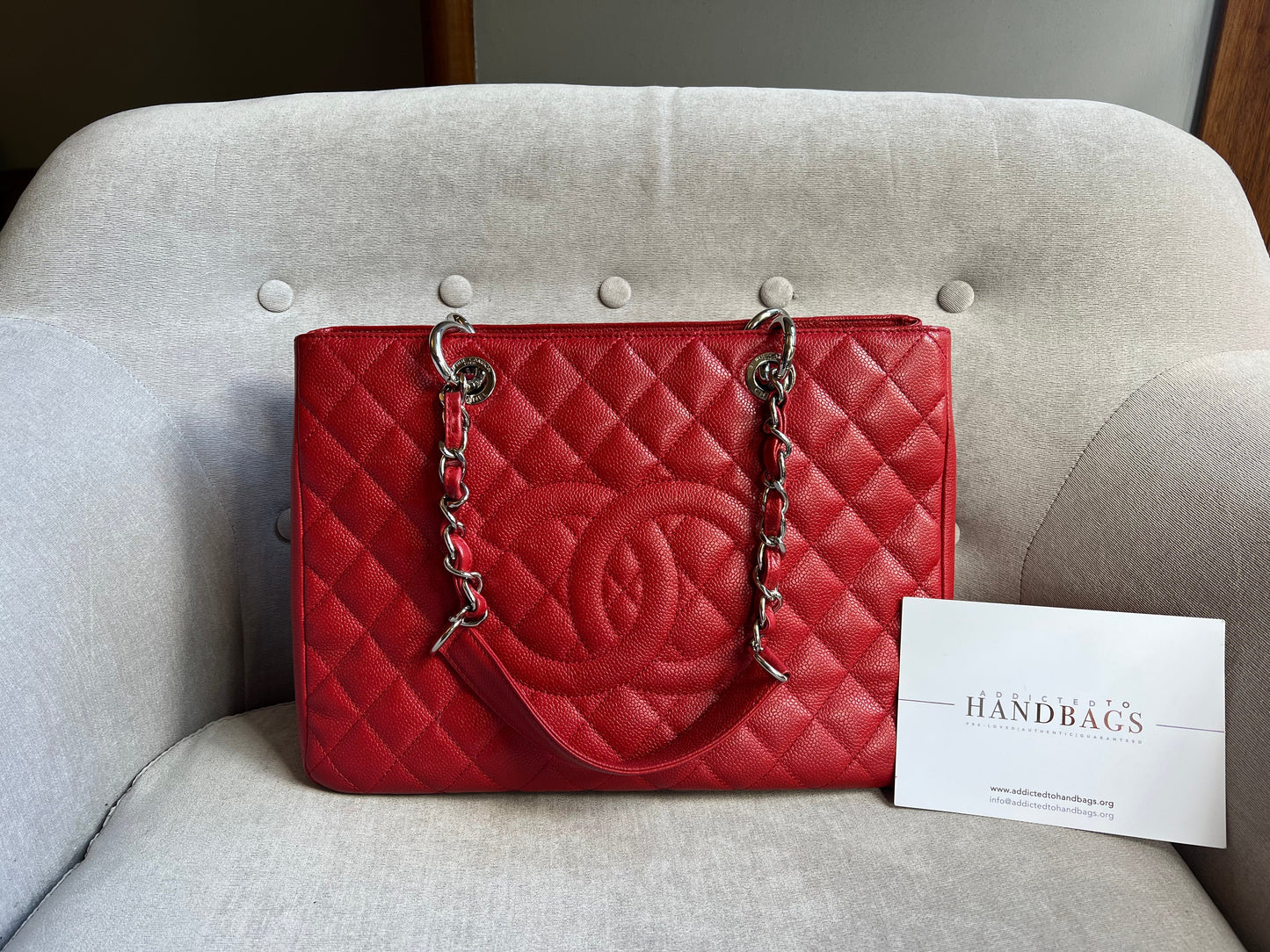 Chanel Red Caviar Grand Shopper Tote