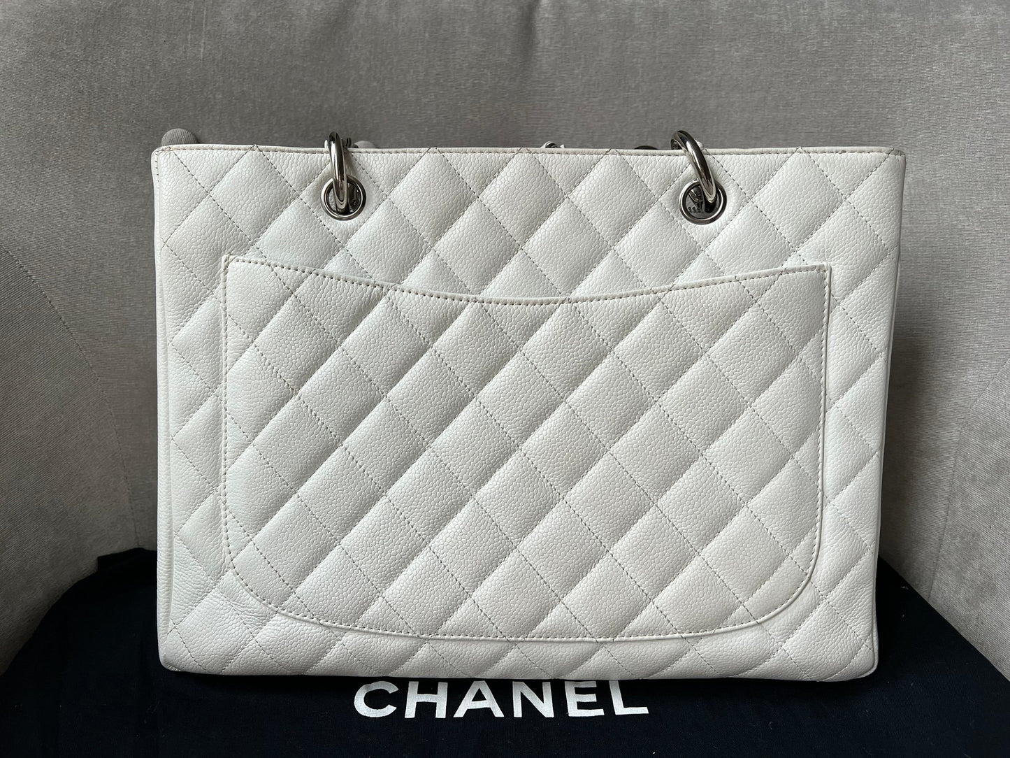 Chanel White Caviar Grand Shopper Tote