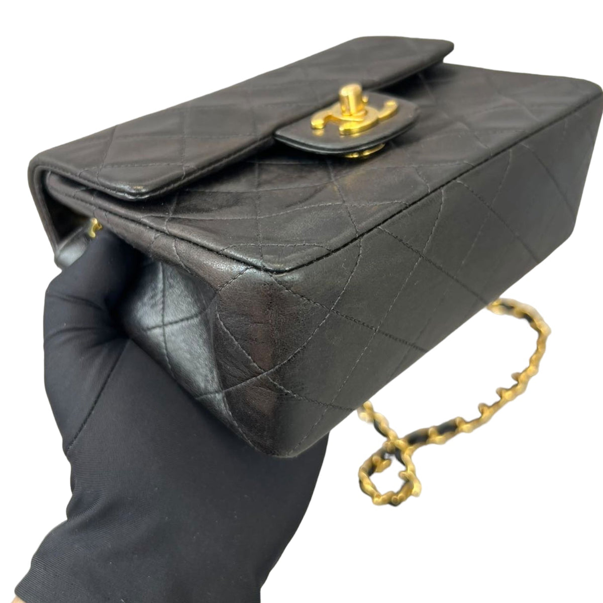 Vintage Classic Mini Square Lambskin Black GHW
