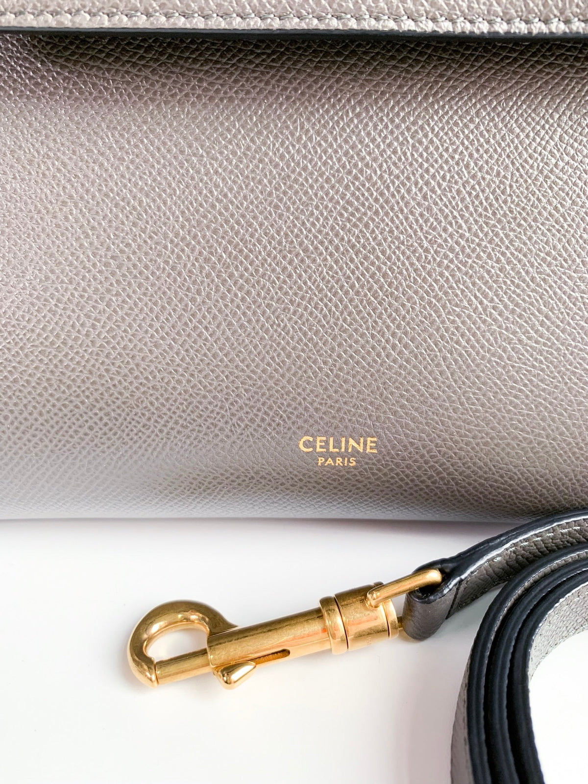 Celine Baby Grained Calfskin Micro Belt Bag Grey
