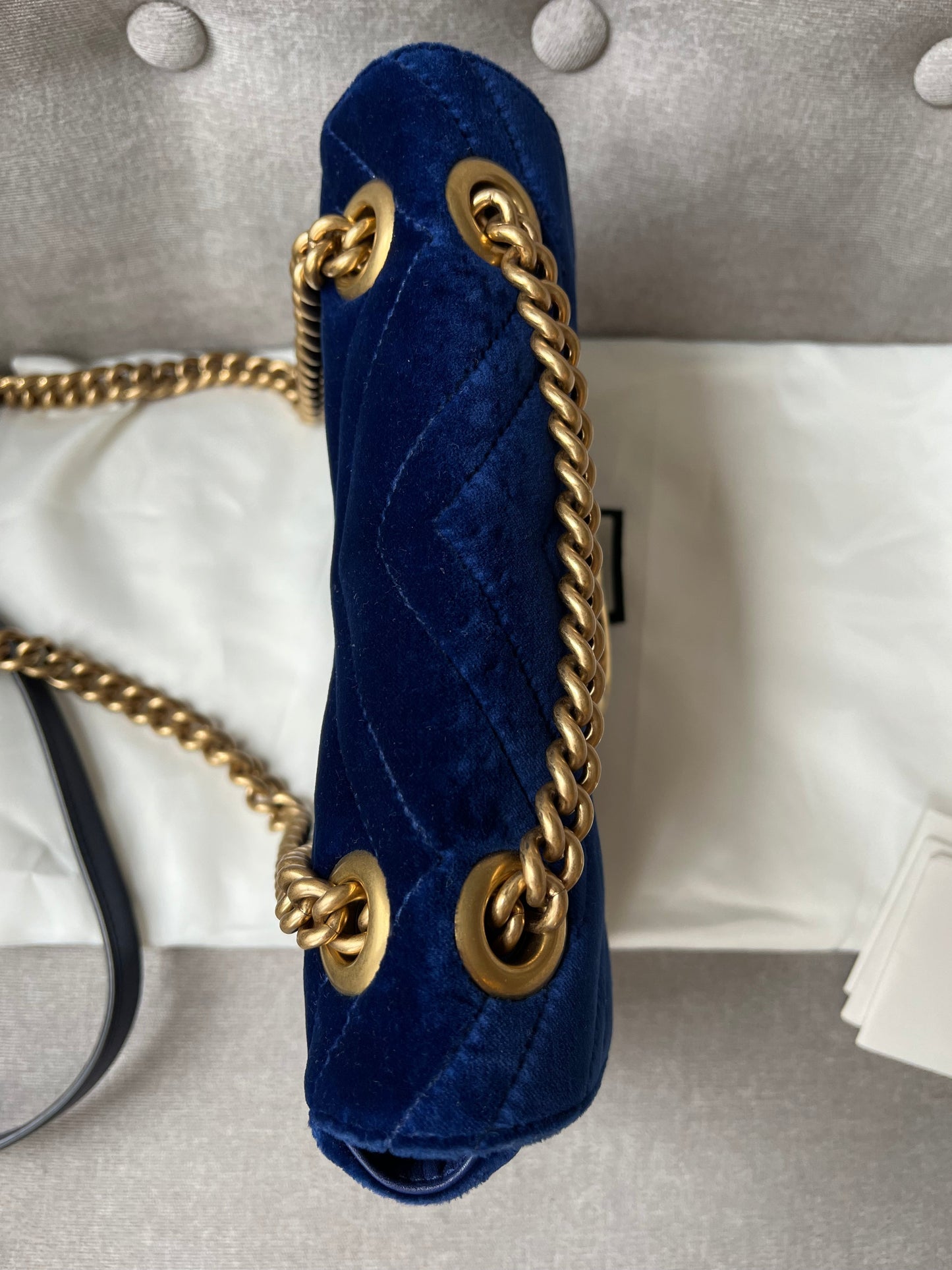 Gucci GG Blue Velvet Marmont Mini Shoulder Bag (RRP £1295)