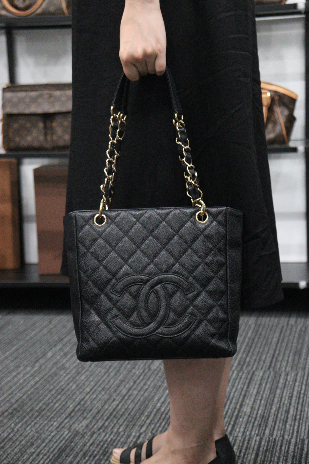 Rank A ｜ CHANEL Matrasse PST Chain Tote Bag Caviar Skin Black ｜23060901