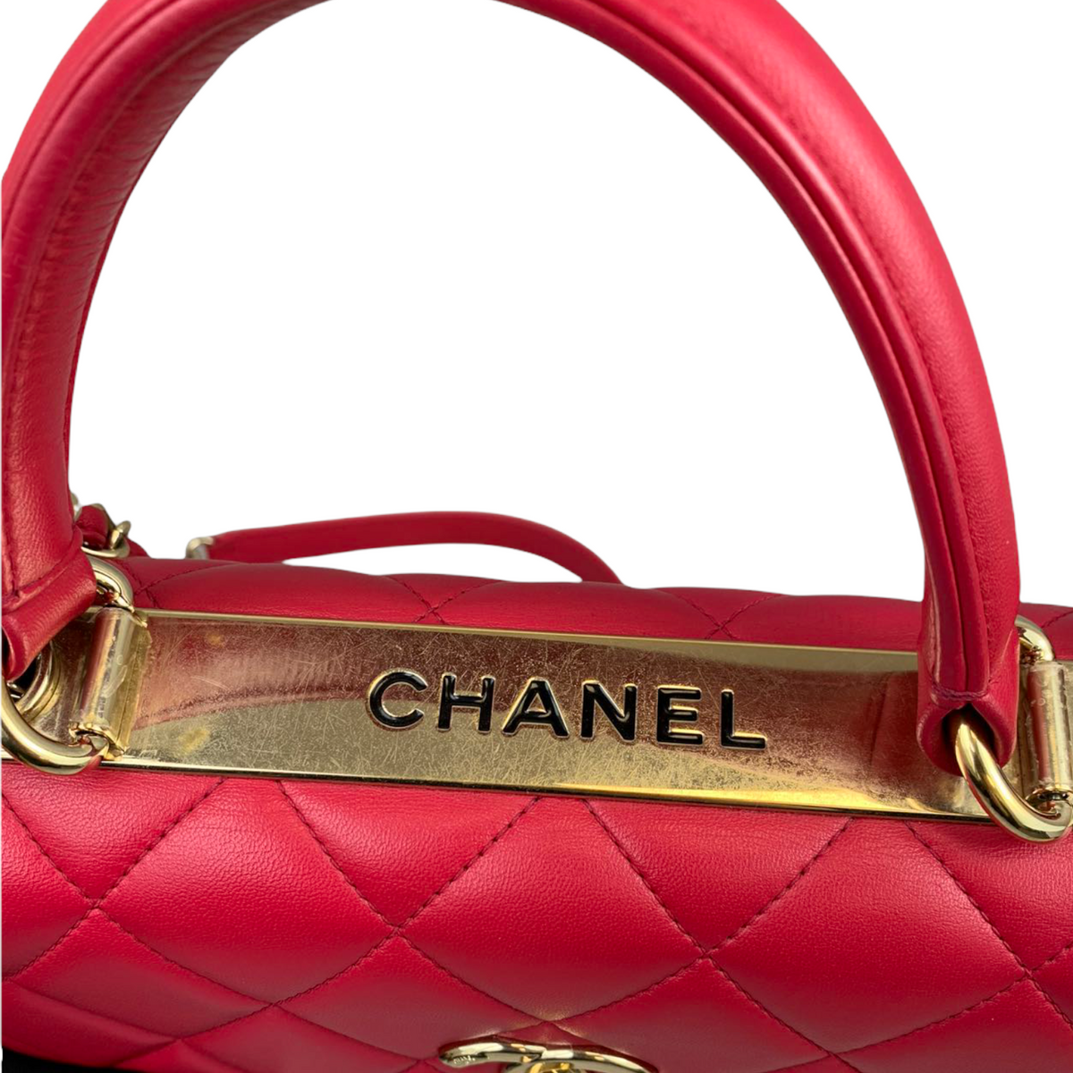 Small Trendy CC Flap Lambskin Red GHW