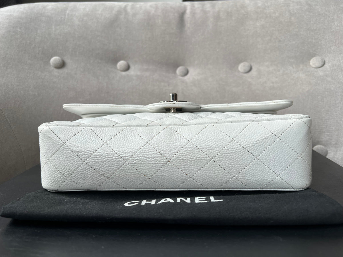 Chanel Medium Classic Flap in White Caviar