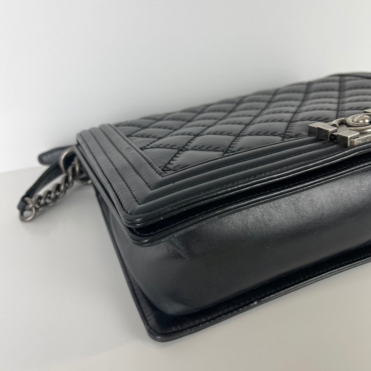 Large Le Boy Quilted Calfskin Black RHW