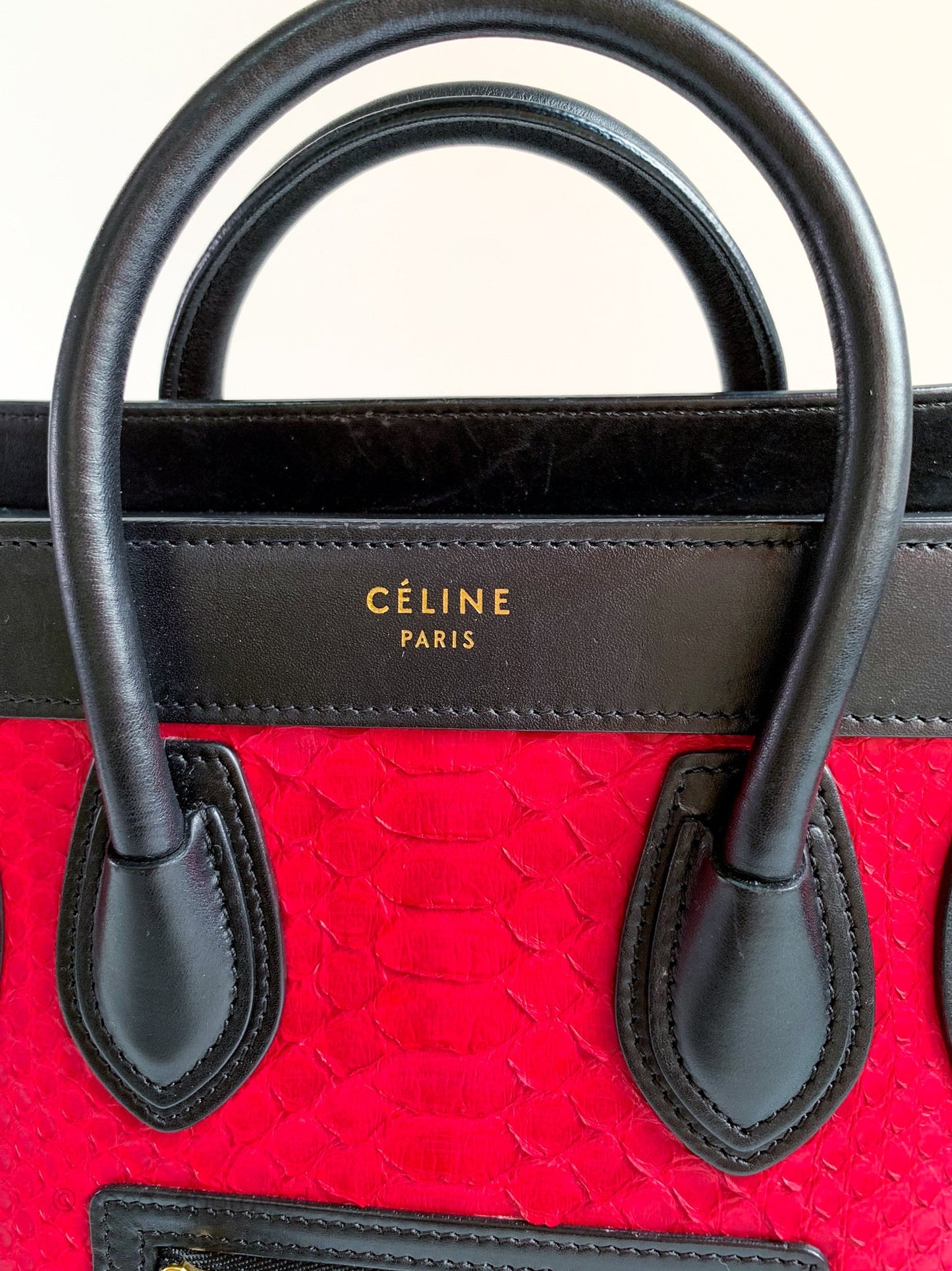 Celine Tri Color Python and Leather Nano Luggage Tote