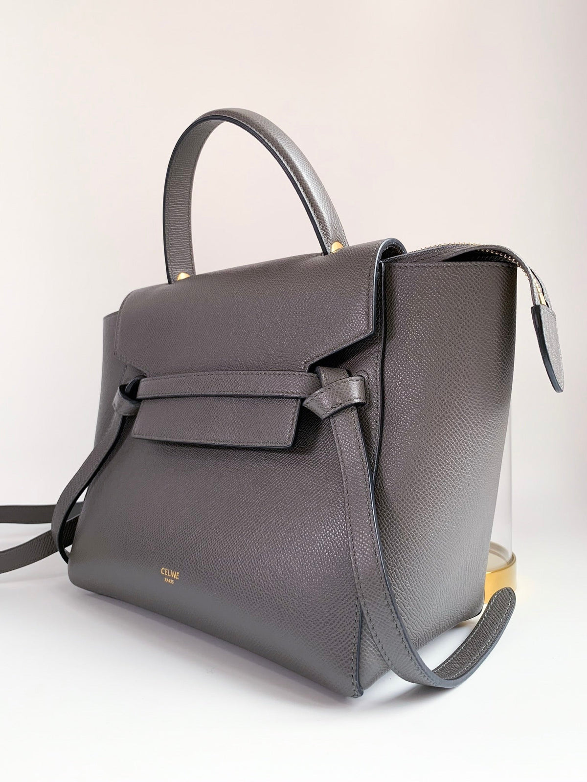 Celine Baby Grained Calfskin Micro Belt Bag Grey