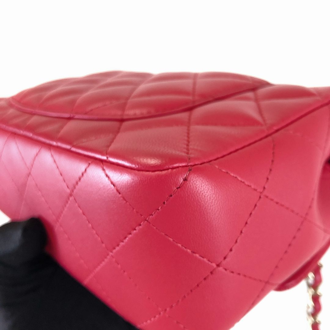 Mini Rectangle Lambskin Red GHW