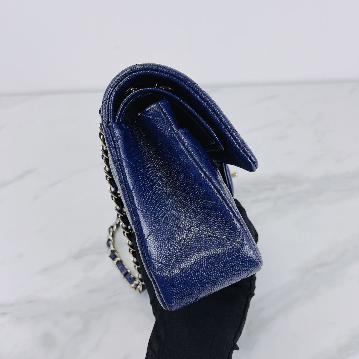 Small Classic Double Flap Caviar Blue LGHW