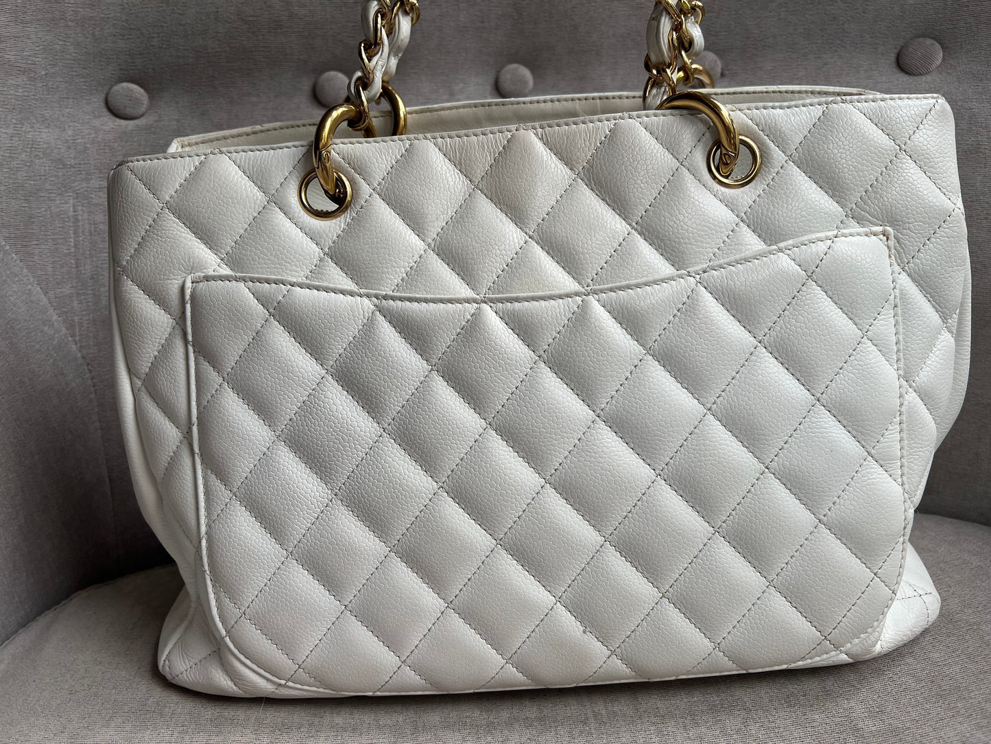 Chanel White Caviar Grand Shopper Tote