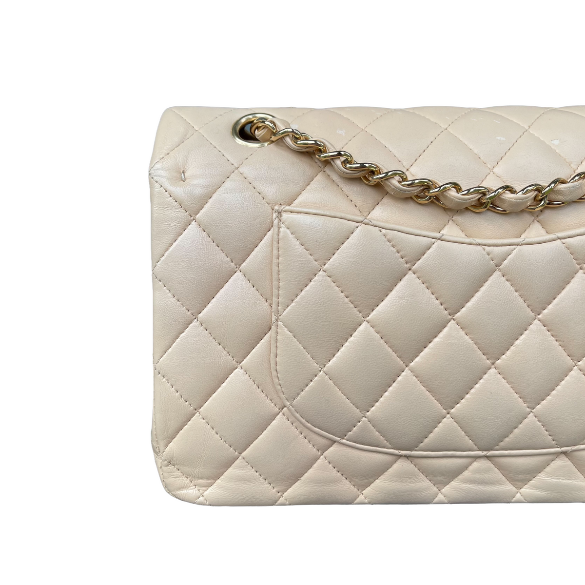 Classic Lambskin Double Flap Medium Beige GHW